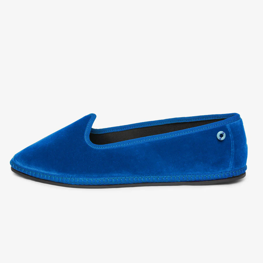 Friulane Brodsky donna in velluto di cotone Blu, vista frontale