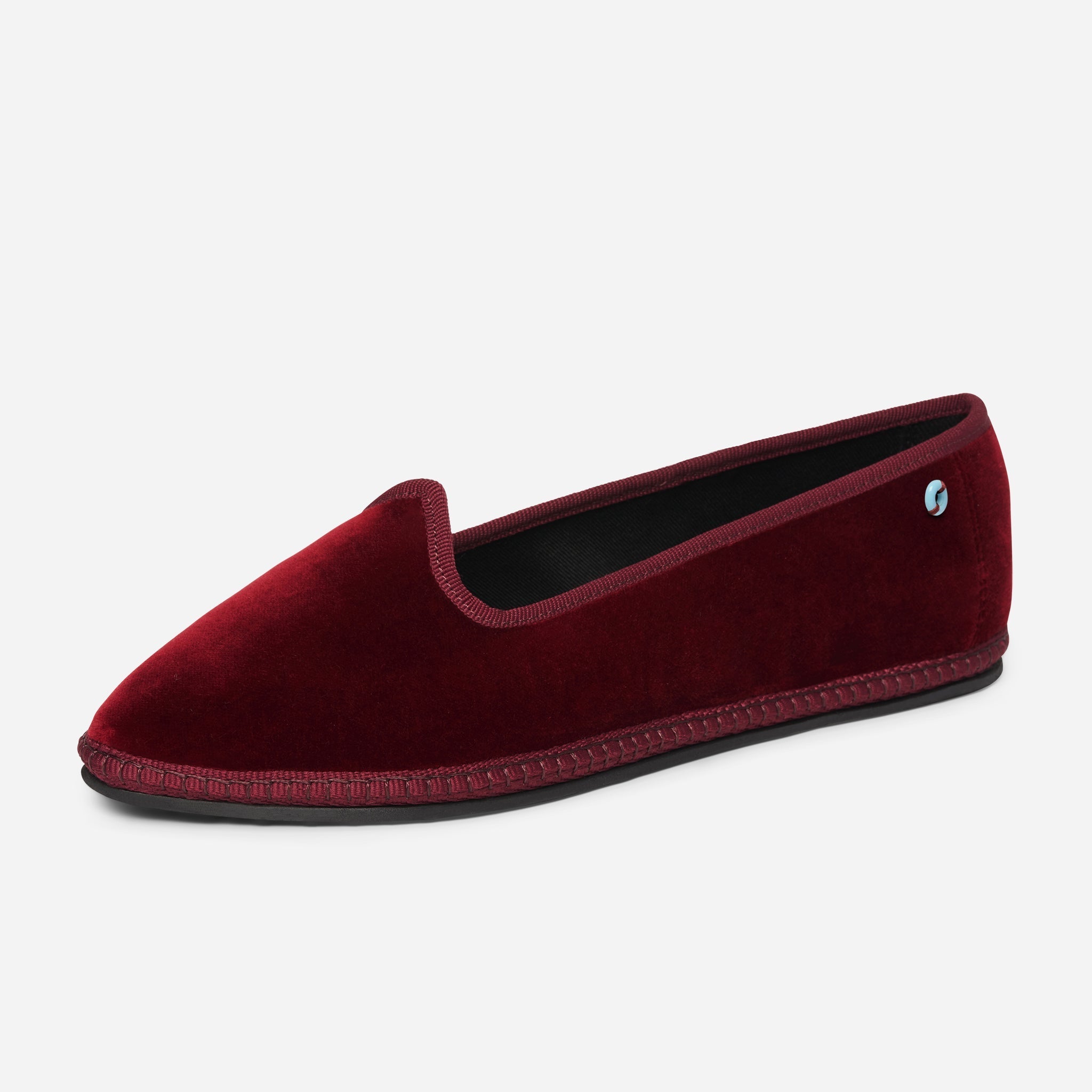 Friulane Brodsky donna in velluto di cotone Bordeaux, profilo laterale