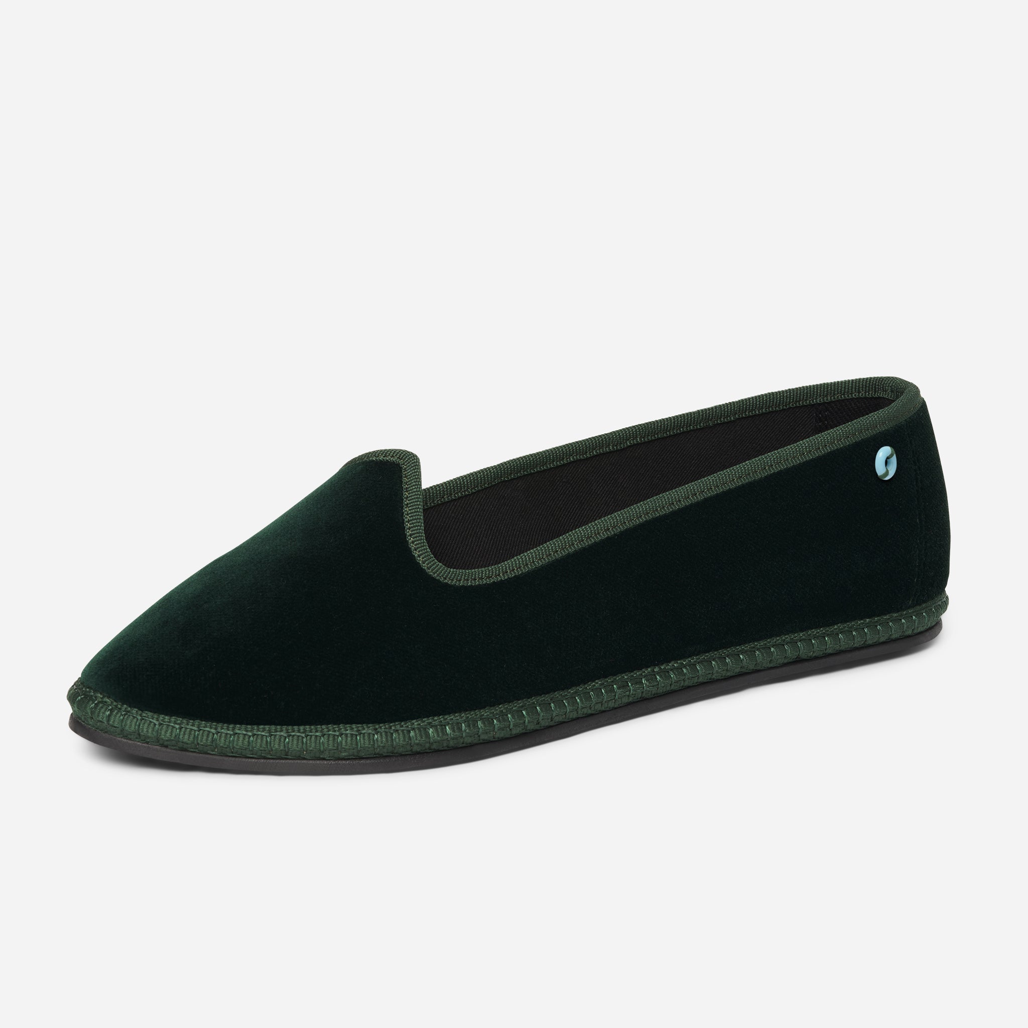 Friulane Brodsky donna in velluto di cotone Verde, profilo laterale