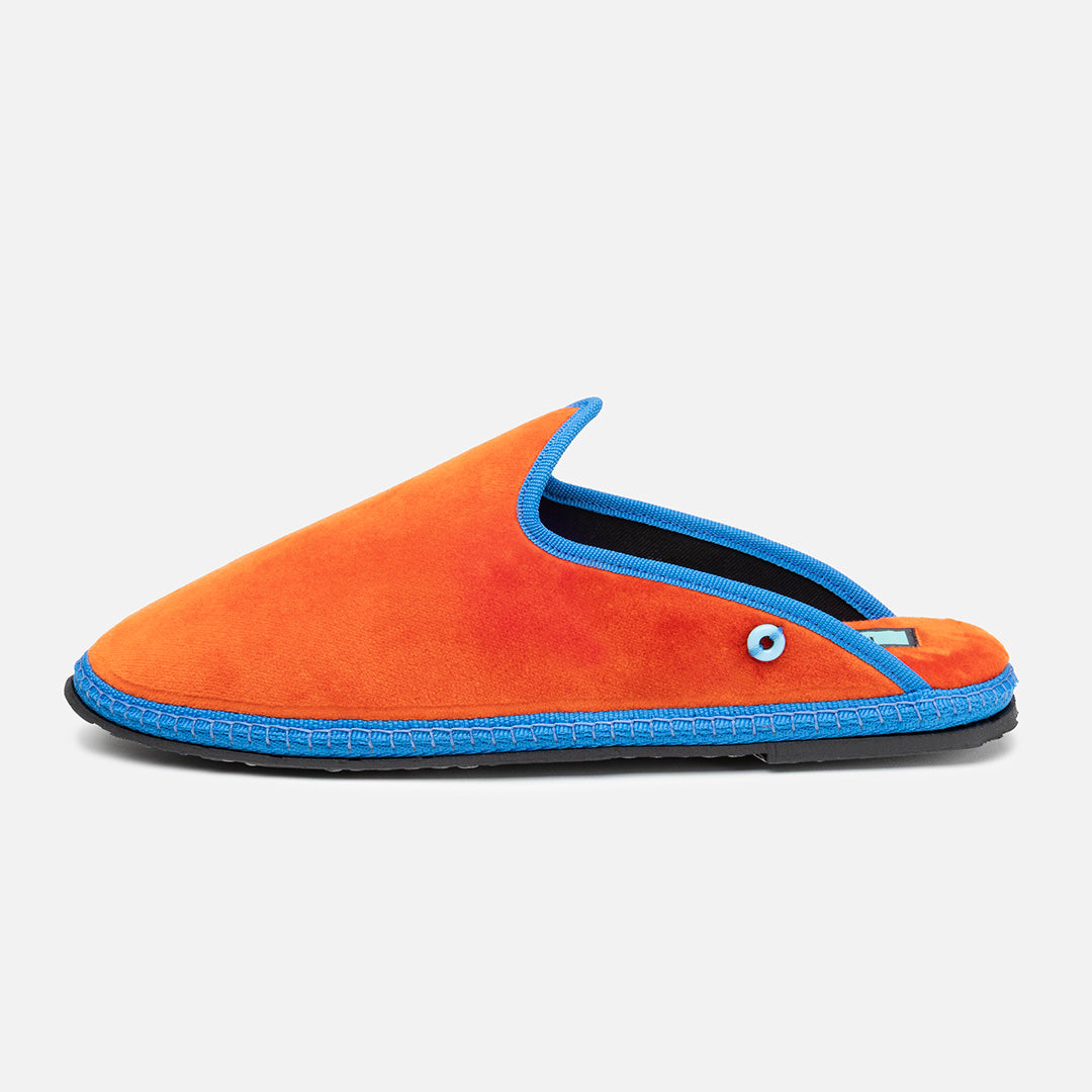 Friulane Dandy Bicolore uomo in velluto di cotone Arancio, profilo laterale