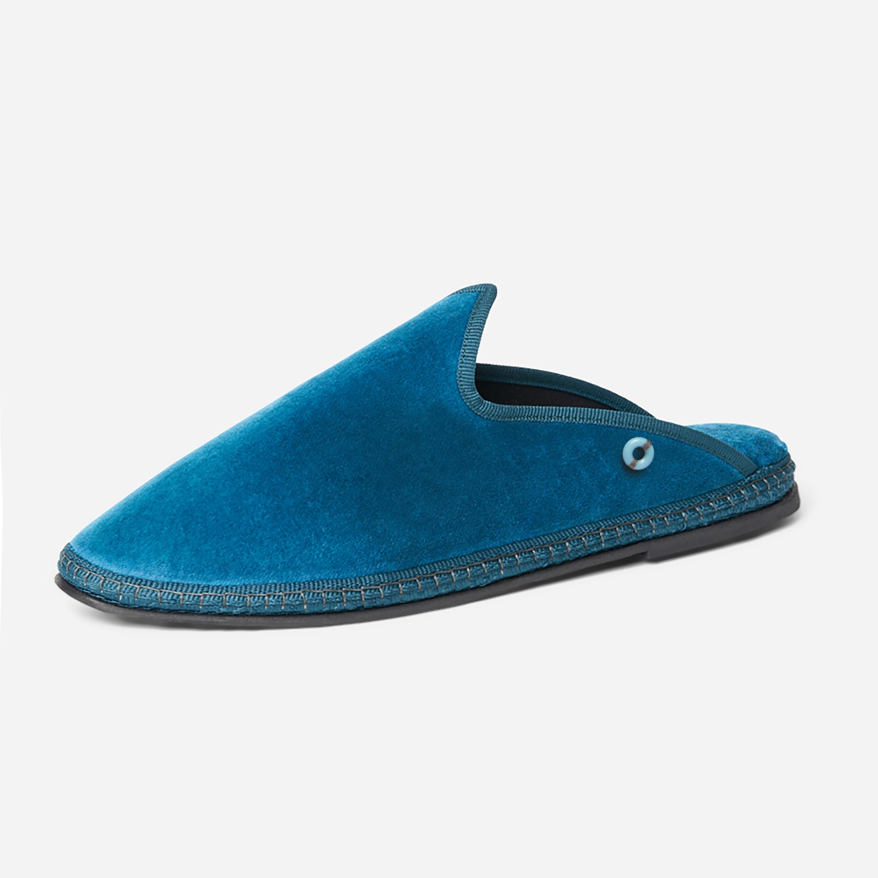 Friulane Dandy uomo in velluto di cotone Petrolio, profilo laterale