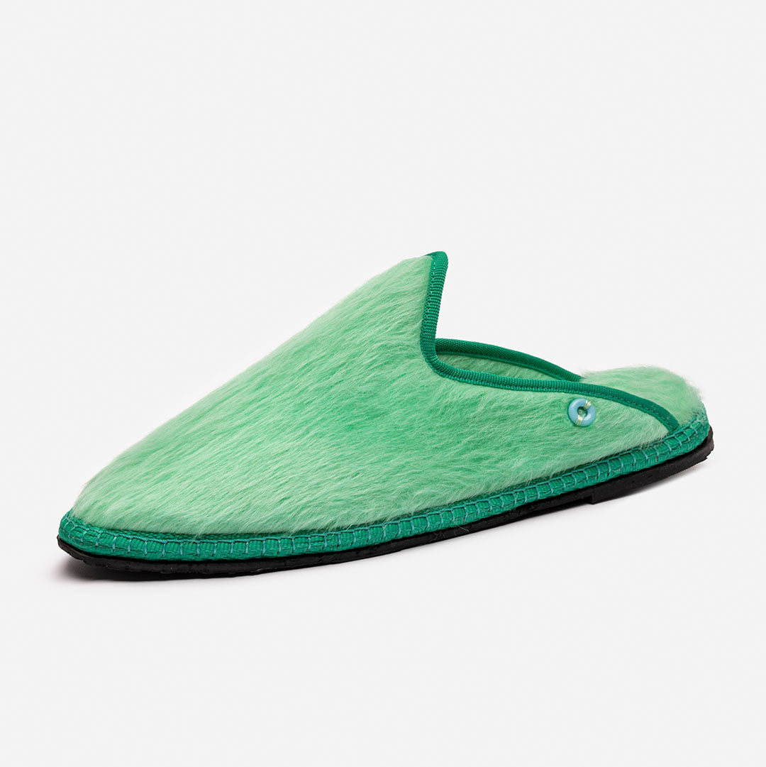 Friulane Dandy uomo in fibra di alpaca suri Verde, profilo laterale