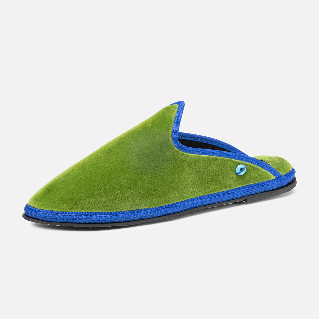 Friulane Dandy Bicolore uomo in velluto di cotone Blu, profilo laterale