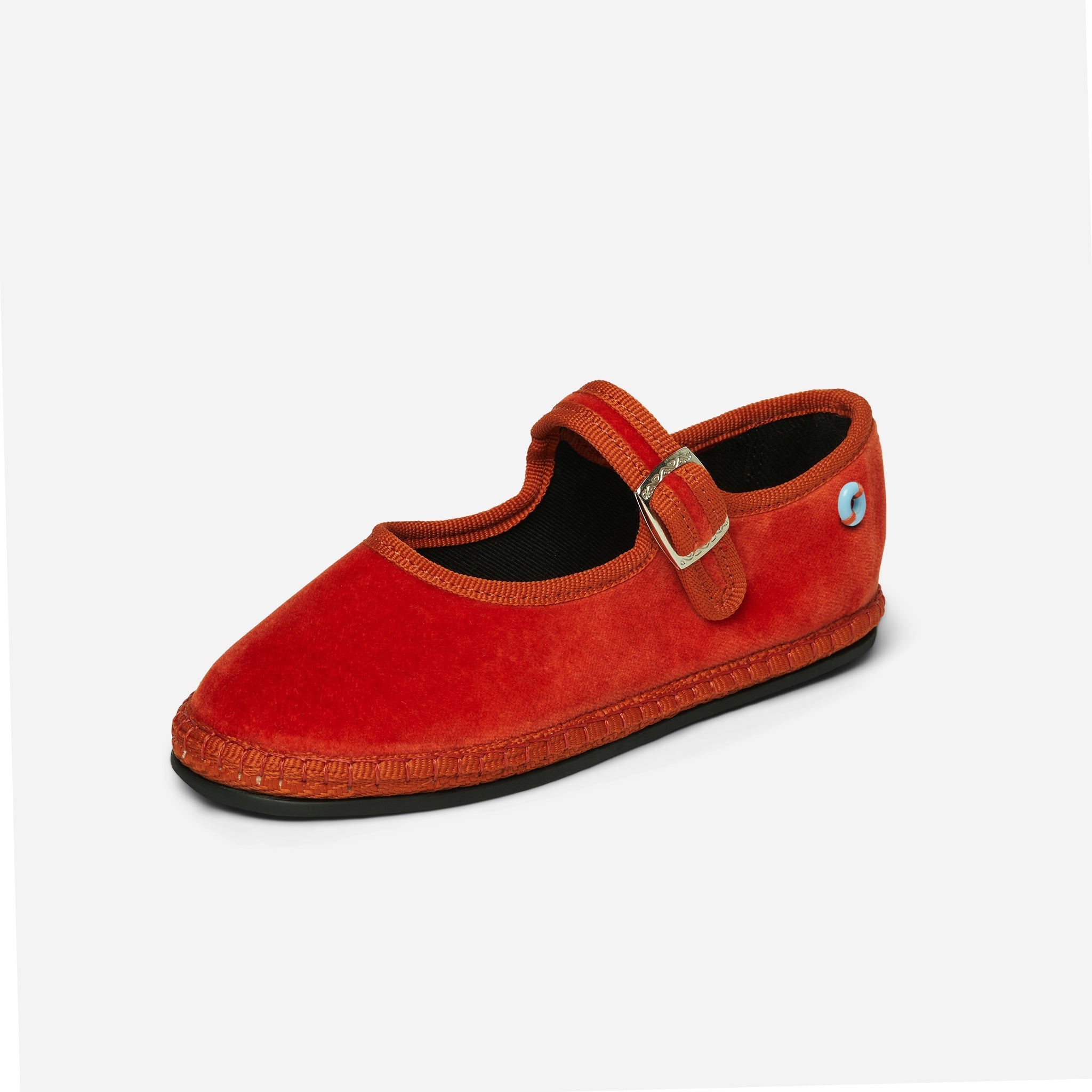 Friulane Mary Jane bambino in velluto di cotone Arancio, profilo laterale