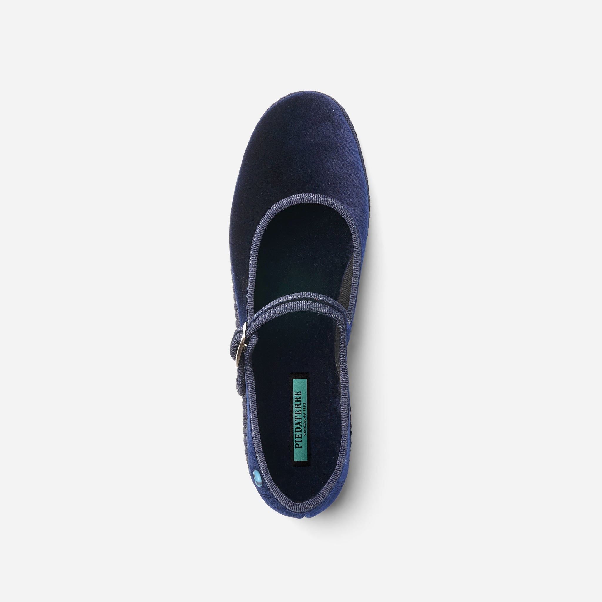 Friulane Mary Jane uomo in velluto di cotone Blu, vista dall'alto