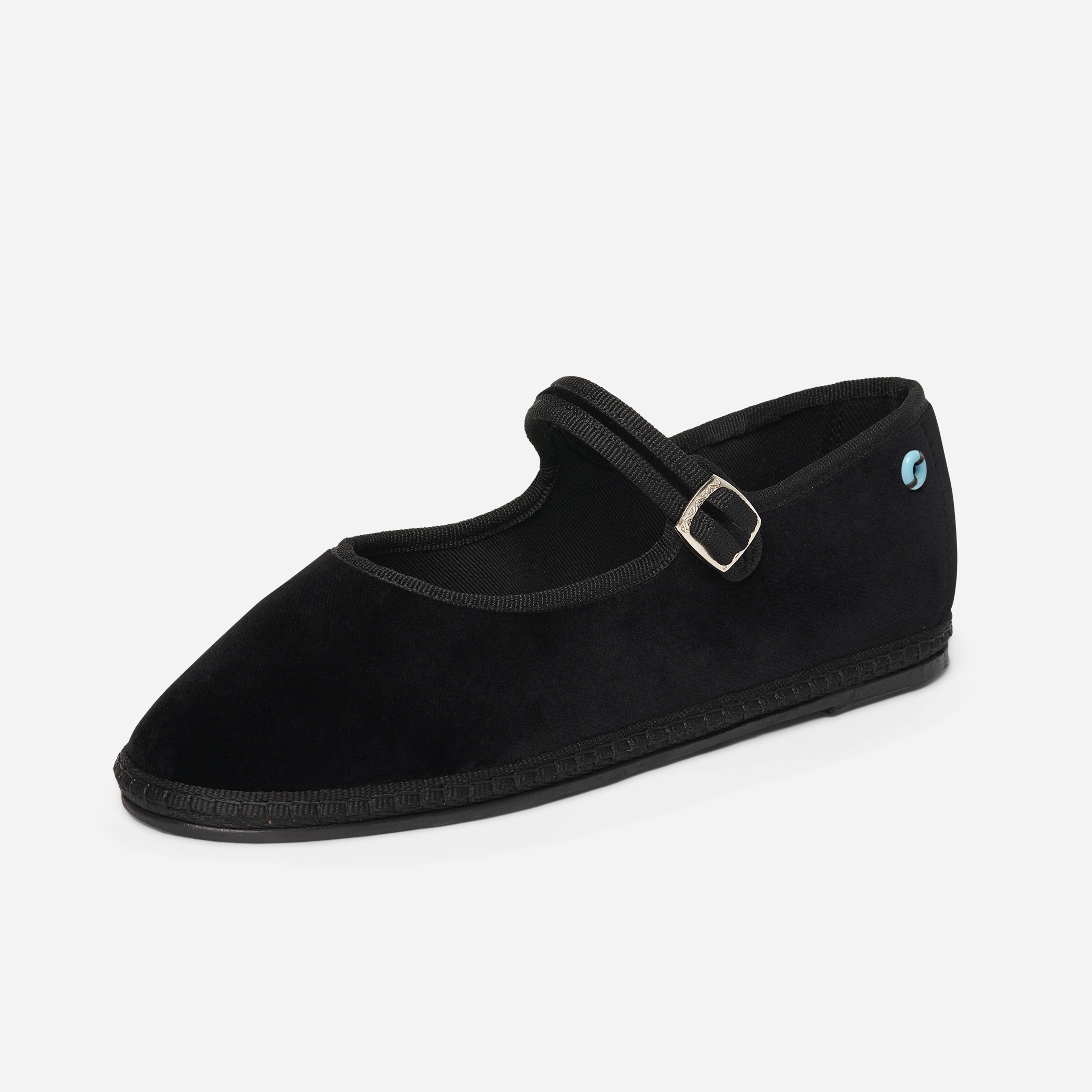 Friulane Mary Jane uomo in velluto di cotone Nero, profilo laterale