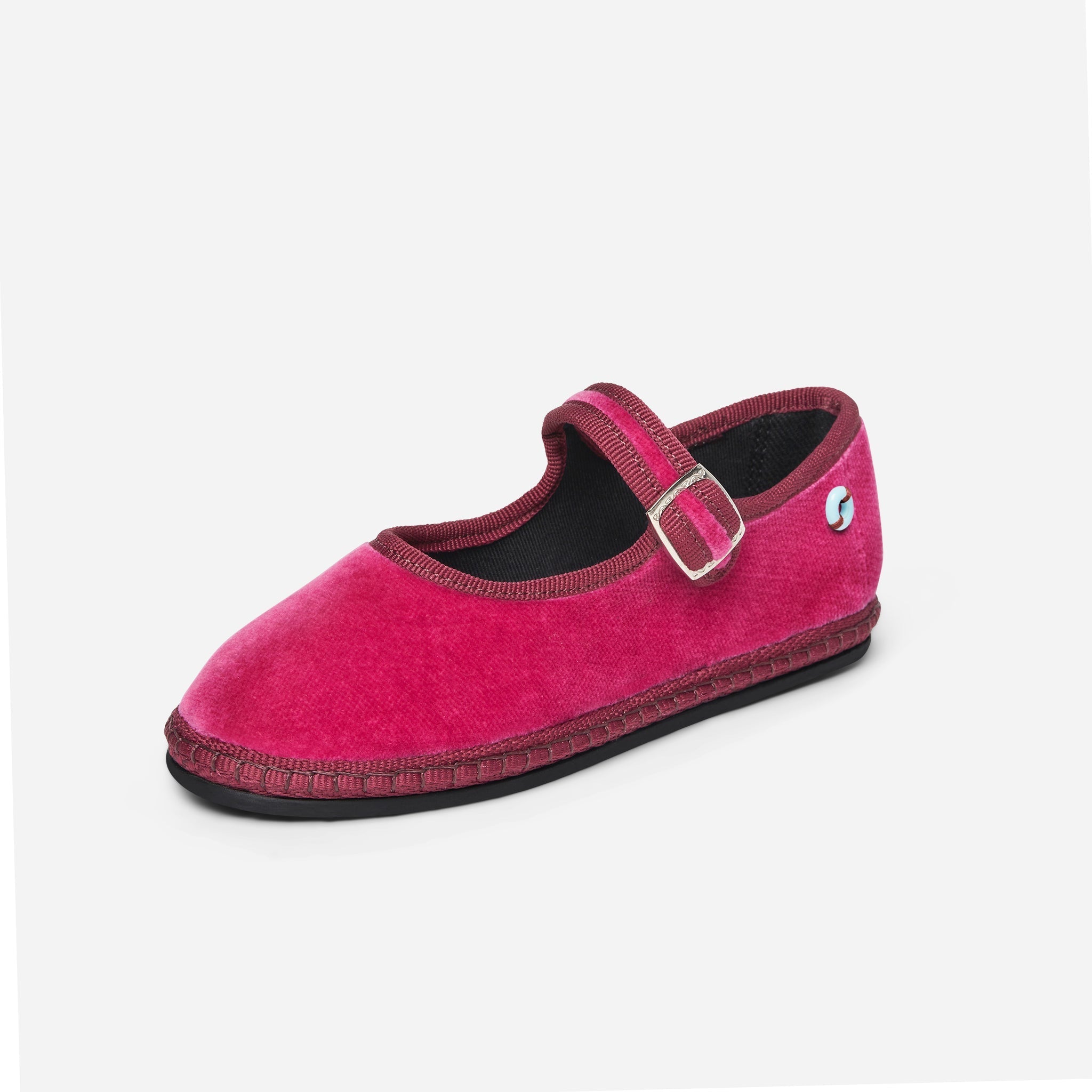 Friulane Mary Jane bambino in velluto di cotone Rosa, profilo laterale