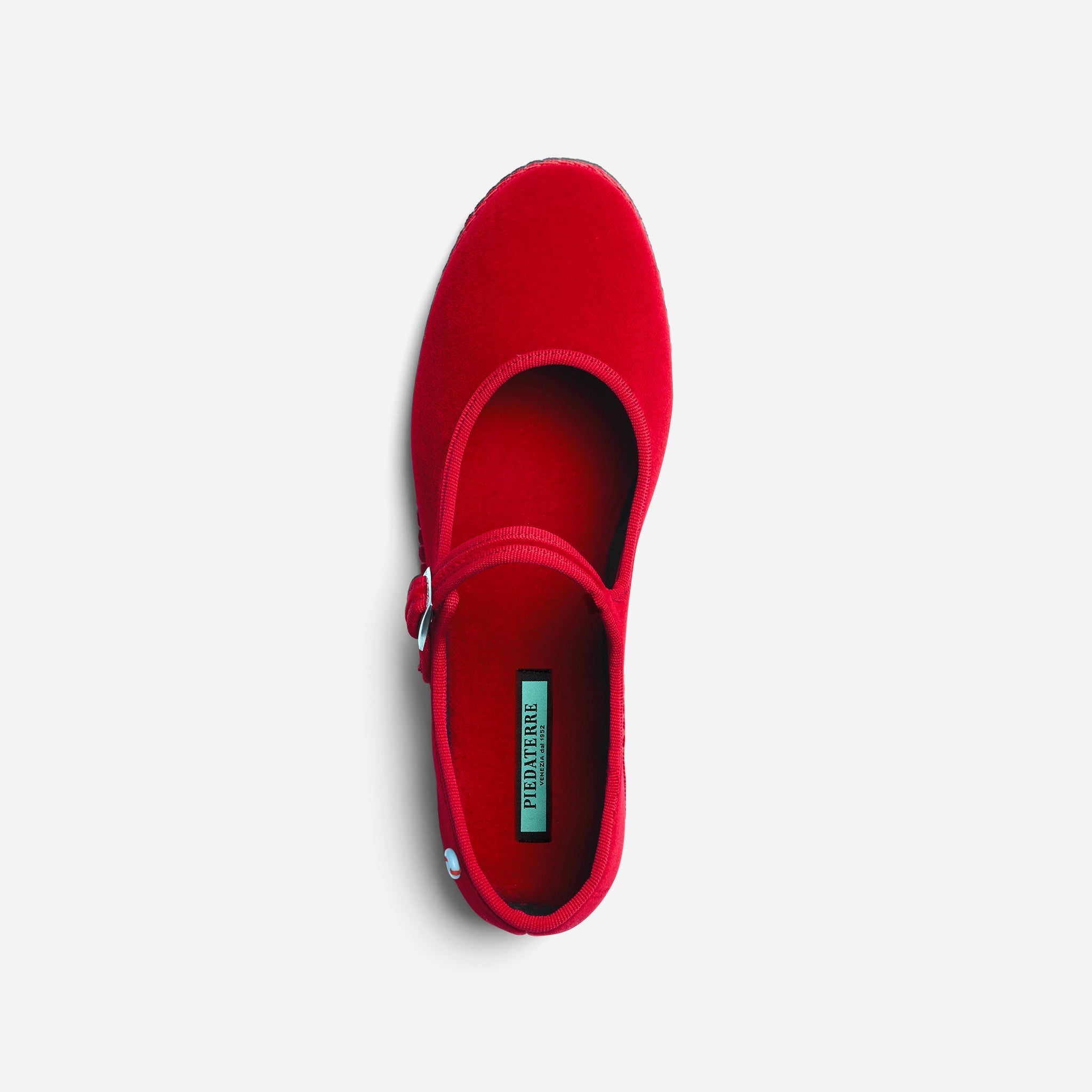 Friulane Mary Jane uomo in velluto di cotone Rosso, vista dall'alto