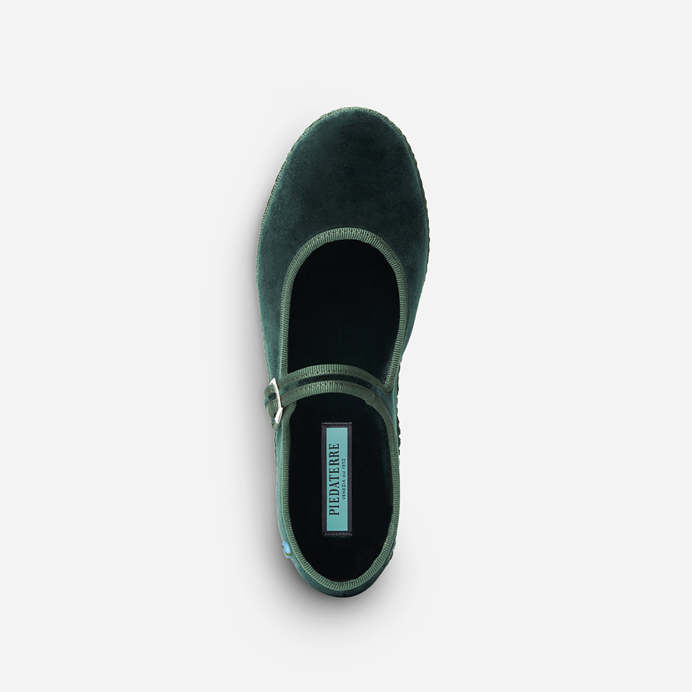 Friulane Mary Jane uomo in velluto di cotone Verde, vista dall'alto