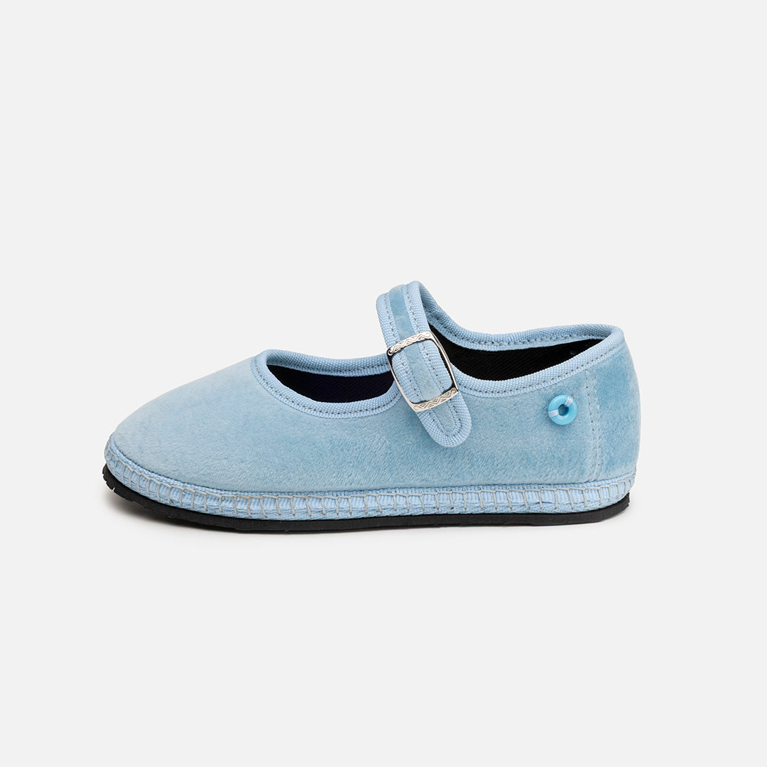 Mary Jane Bambino Velluto - Baby Blue