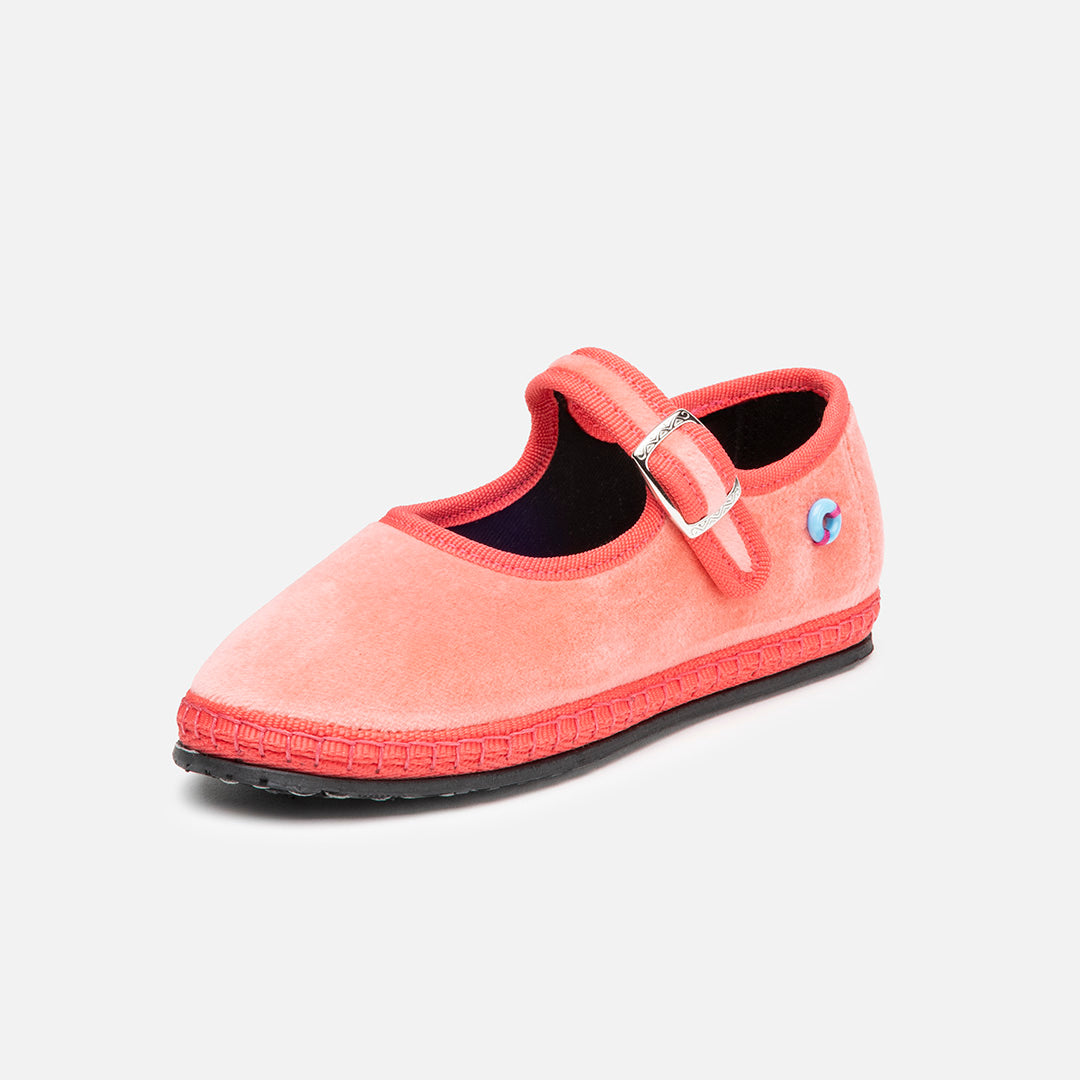 Mary Jane Bambino Velluto - Corallo