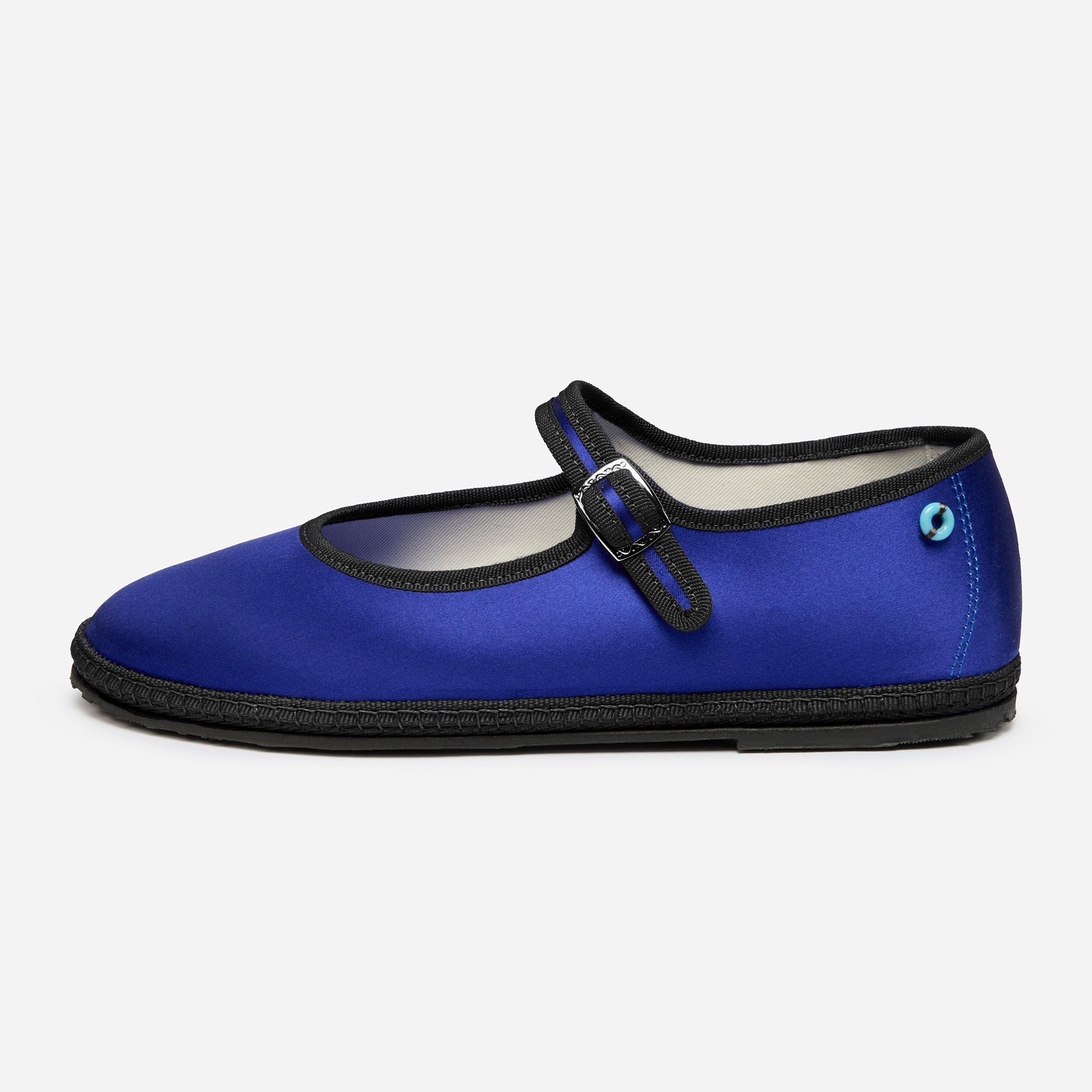 Friulane Mary Jane in seta Blue, vista frontale
