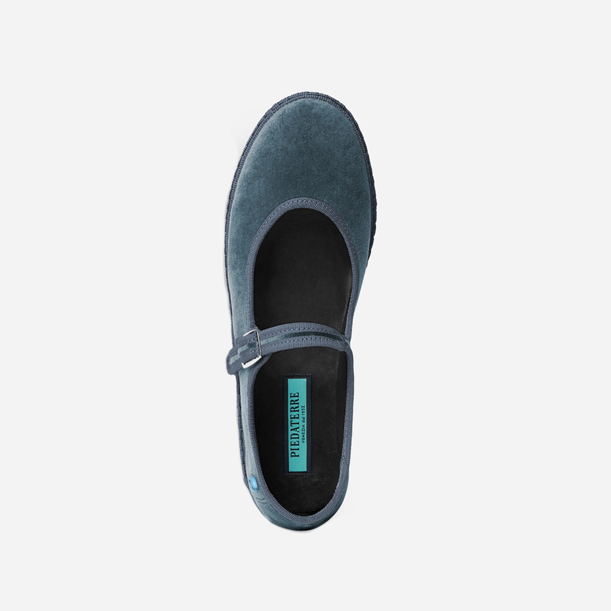 Friulane Mary Jane uomo in velluto di cotone Azzurro, vista dall'alto