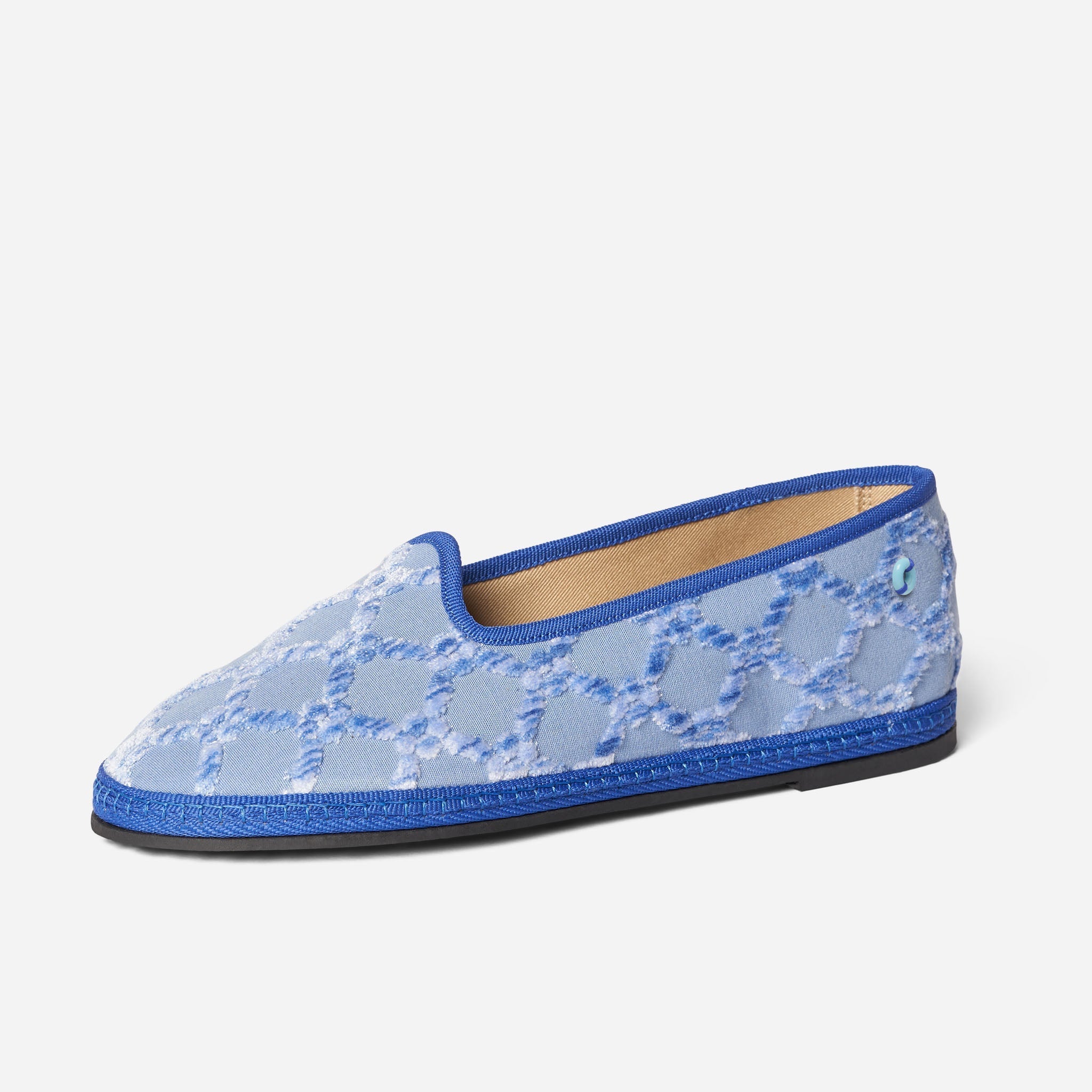 Friulane Modigliani in tessuto Bevilacqua Blu, profilo laterale