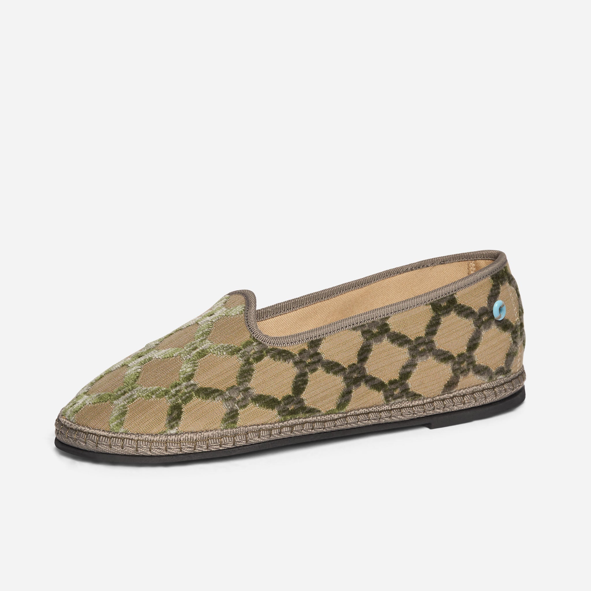 Friulane Modigliani in tessuto Bevilacqua Verde, profilo laterale