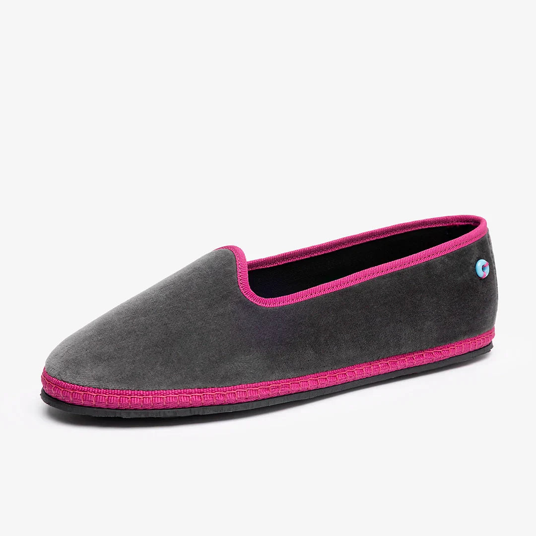 Friulane Modigliani Bicolore in velluto di cotone Grigio, profilo laterale