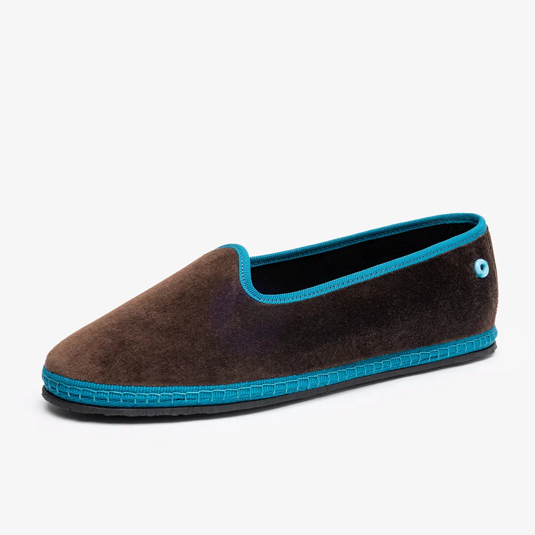 Friulane Modigliani Bicolore in velluto di cotone Marrone, profilo laterale