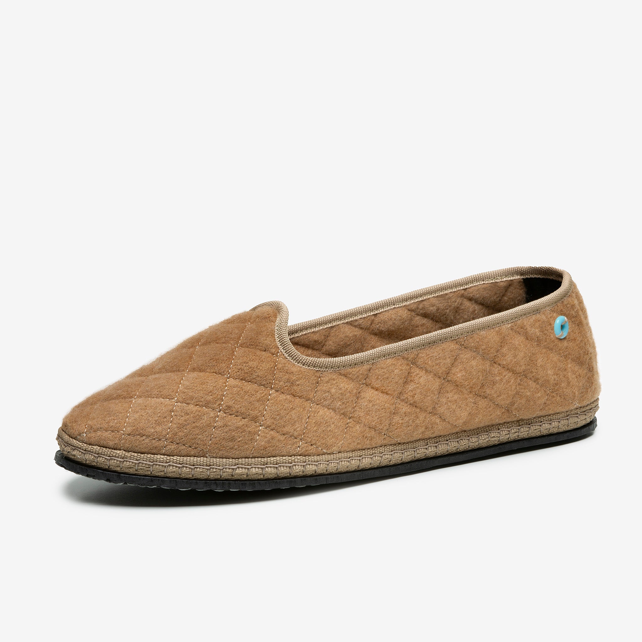 Friulane Modigliani in cashmere trapuntato Camel, profilo laterale