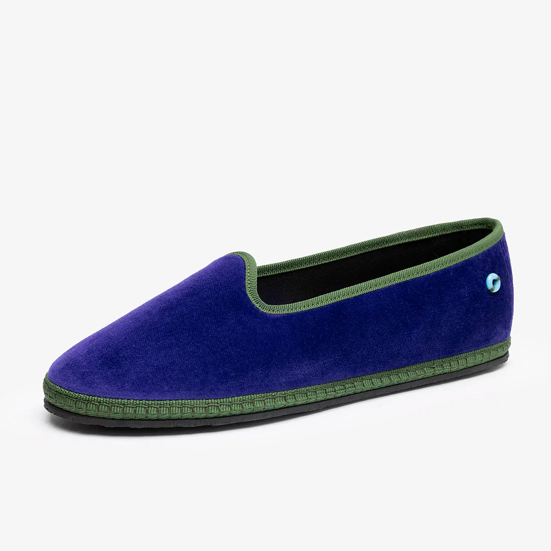 Friulane Modigliani Bicolore in velluto di cotone Verde, profilo laterale