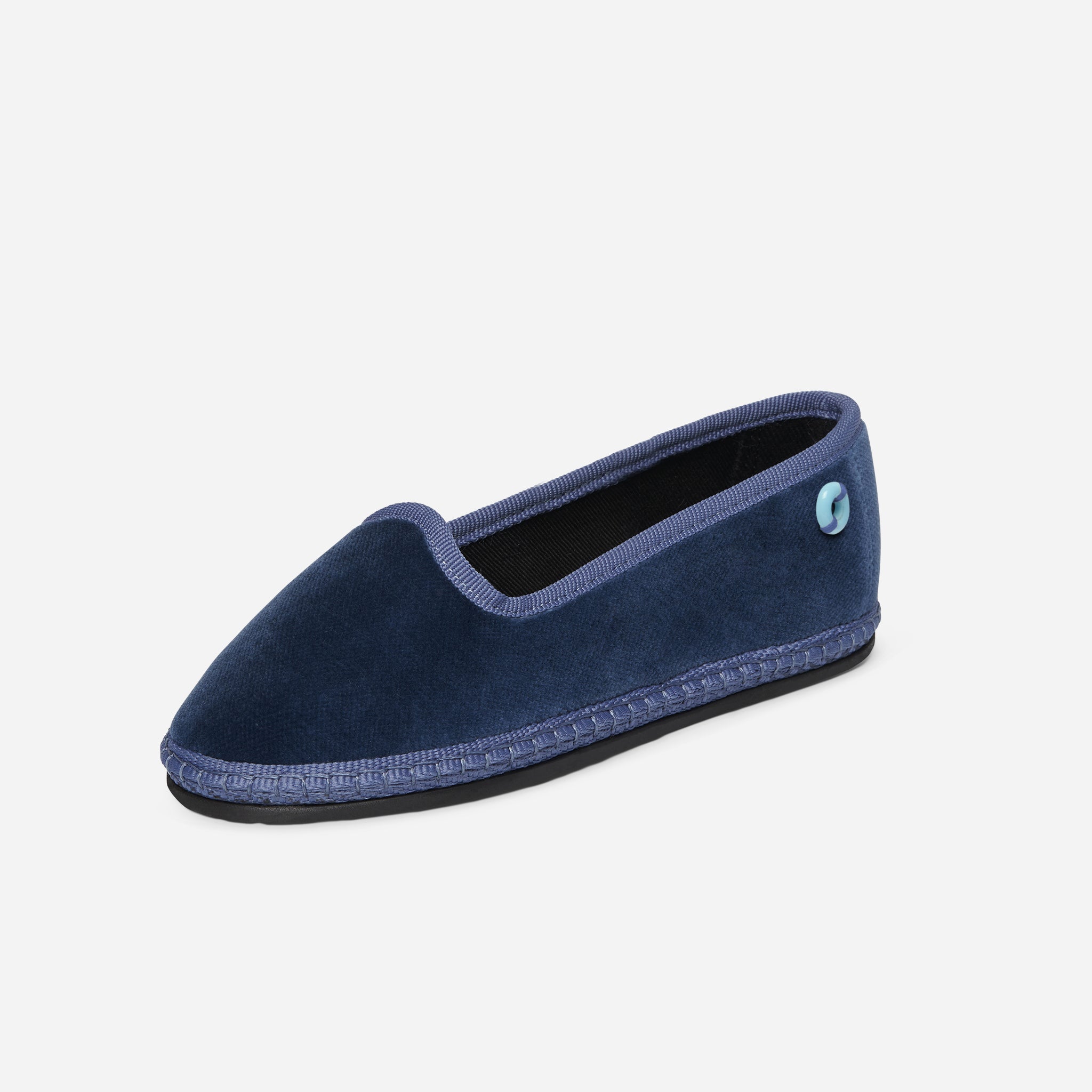 Friulane Modigliani bambino in velluto di cotone Azzurro, profilo laterale