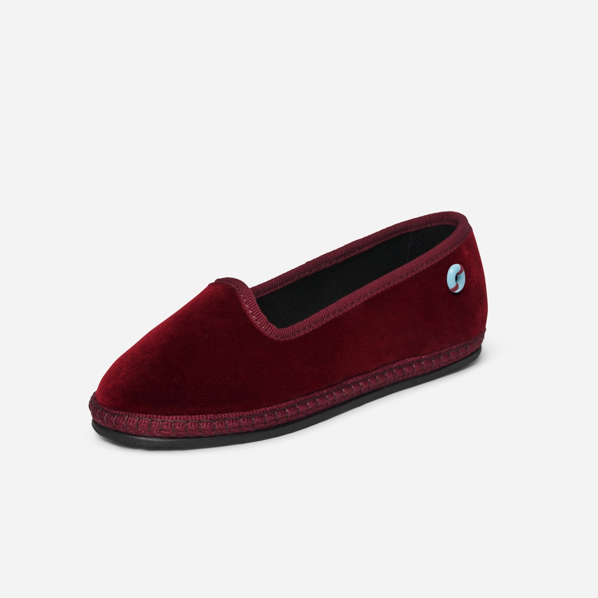 Friulane Modigliani bambino in velluto di cotone Bordeaux, profilo laterale