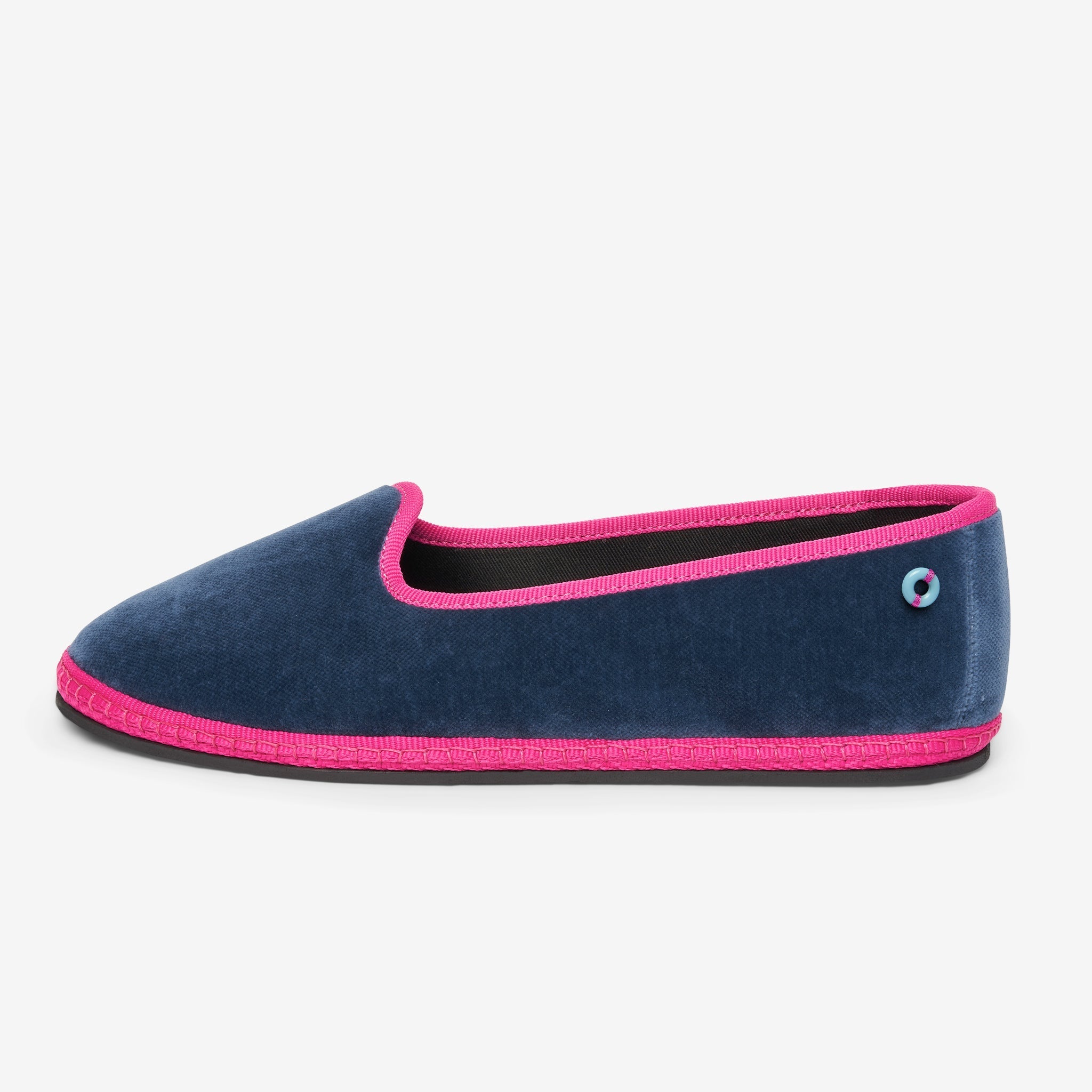 Friulane Modigliani Bicolore in velluto di cotone Azzurro, vista frontale