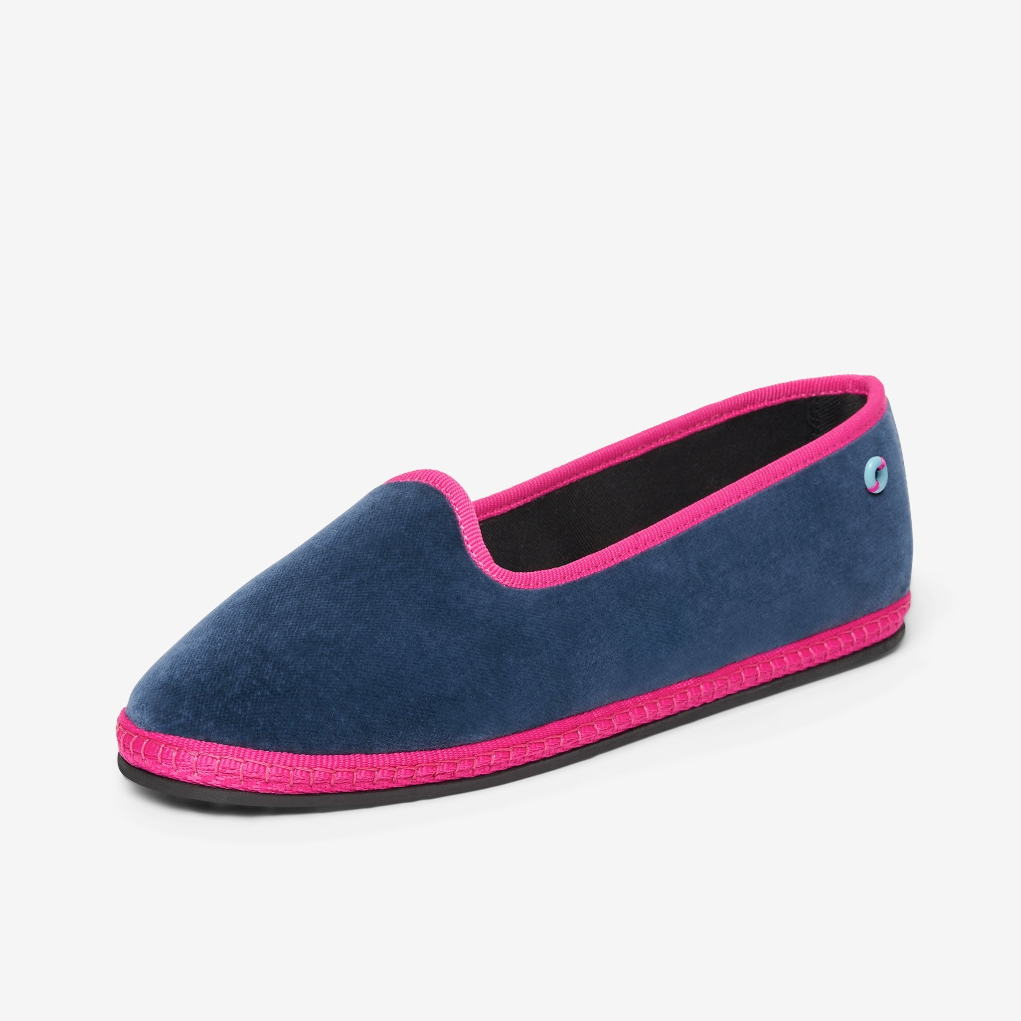 Friulane Modigliani Bicolore in velluto di cotone Azzurro, profilo laterale