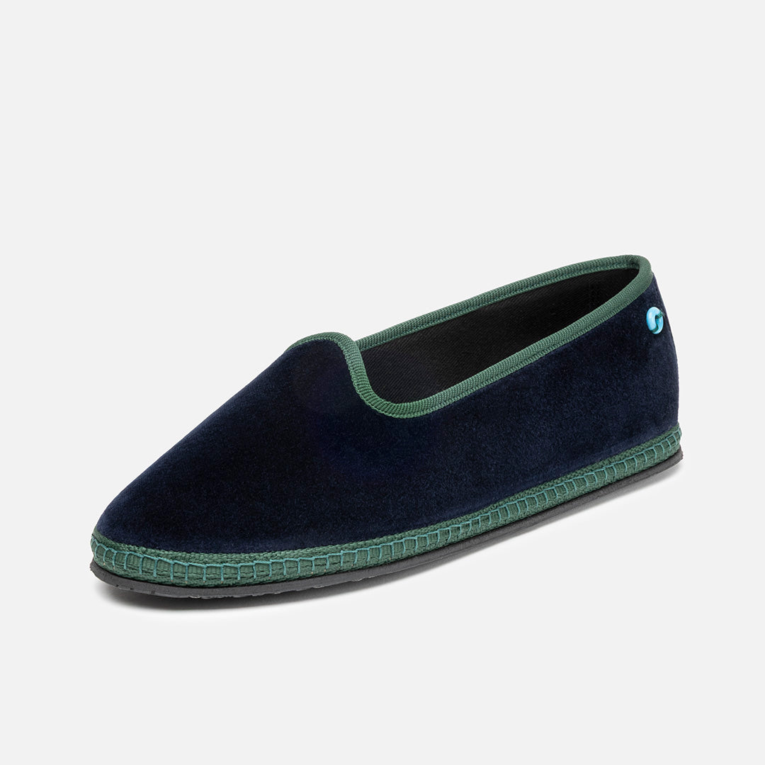 Friulane Modigliani Bicolore in velluto di cotone Blu, profilo laterale