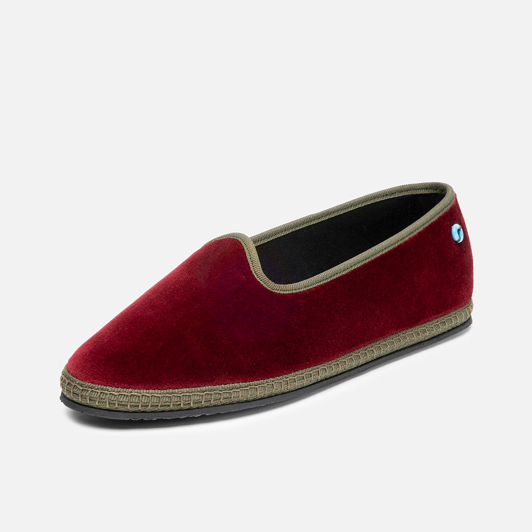 Friulane Modigliani Bicolore in velluto di cotone Bordeaux, profilo laterale