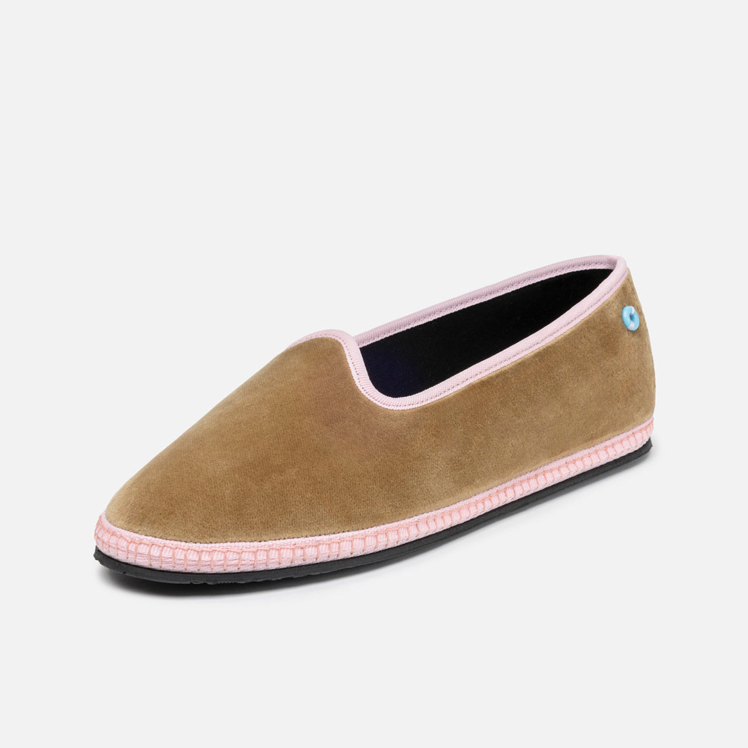 Friulane Modigliani Bicolore in velluto di cotone Rosa, profilo laterale