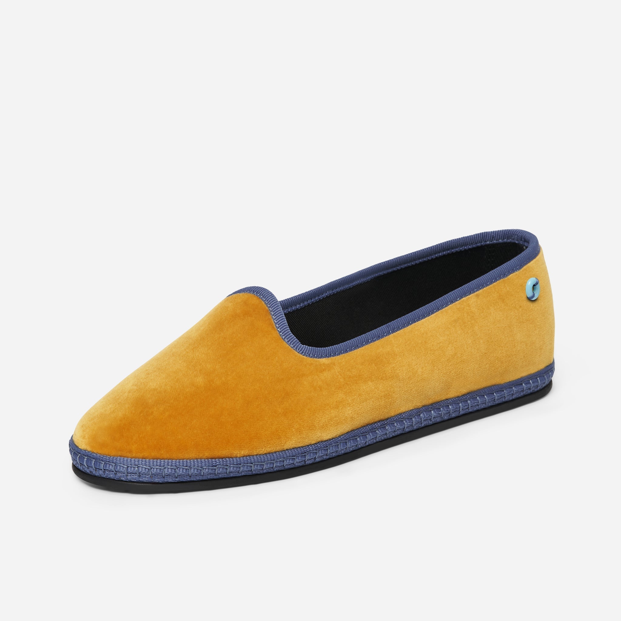 Friulane Modigliani Bicolore in velluto di cotone Giallo, profilo laterale