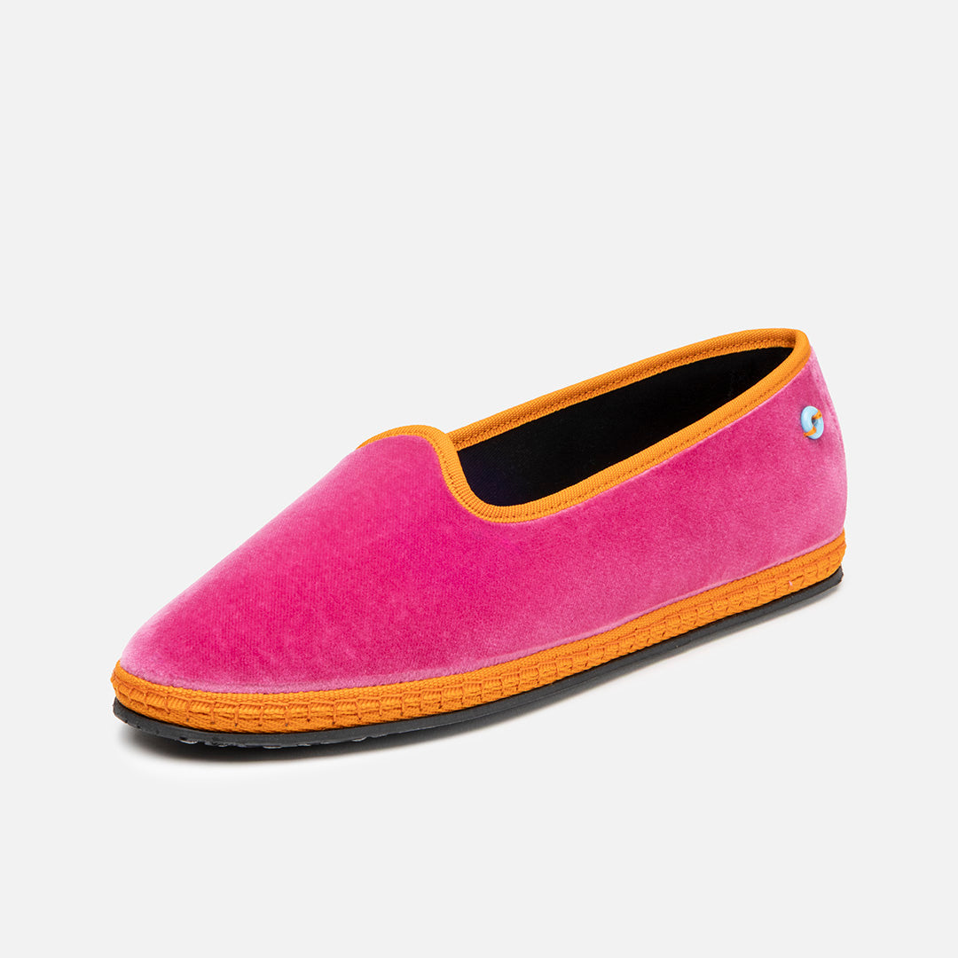 Friulane Modigliani Bicolore in velluto di cotone Arancio, profilo laterale