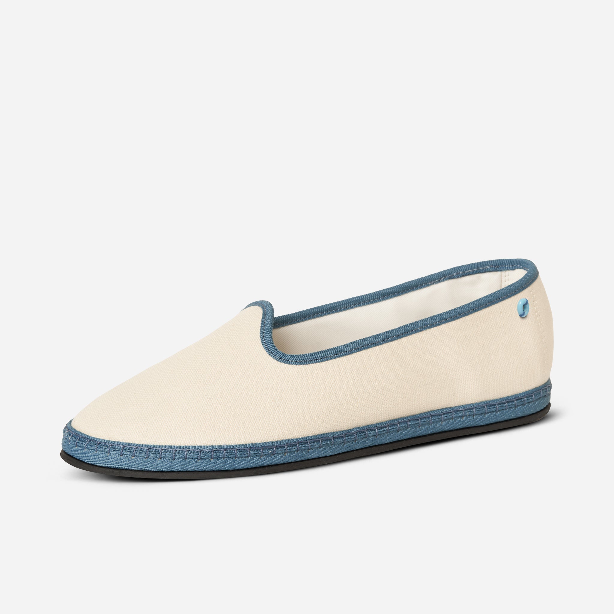 Friulane Modigliani Bicolore in canvas di cotone Avio, profilo laterale