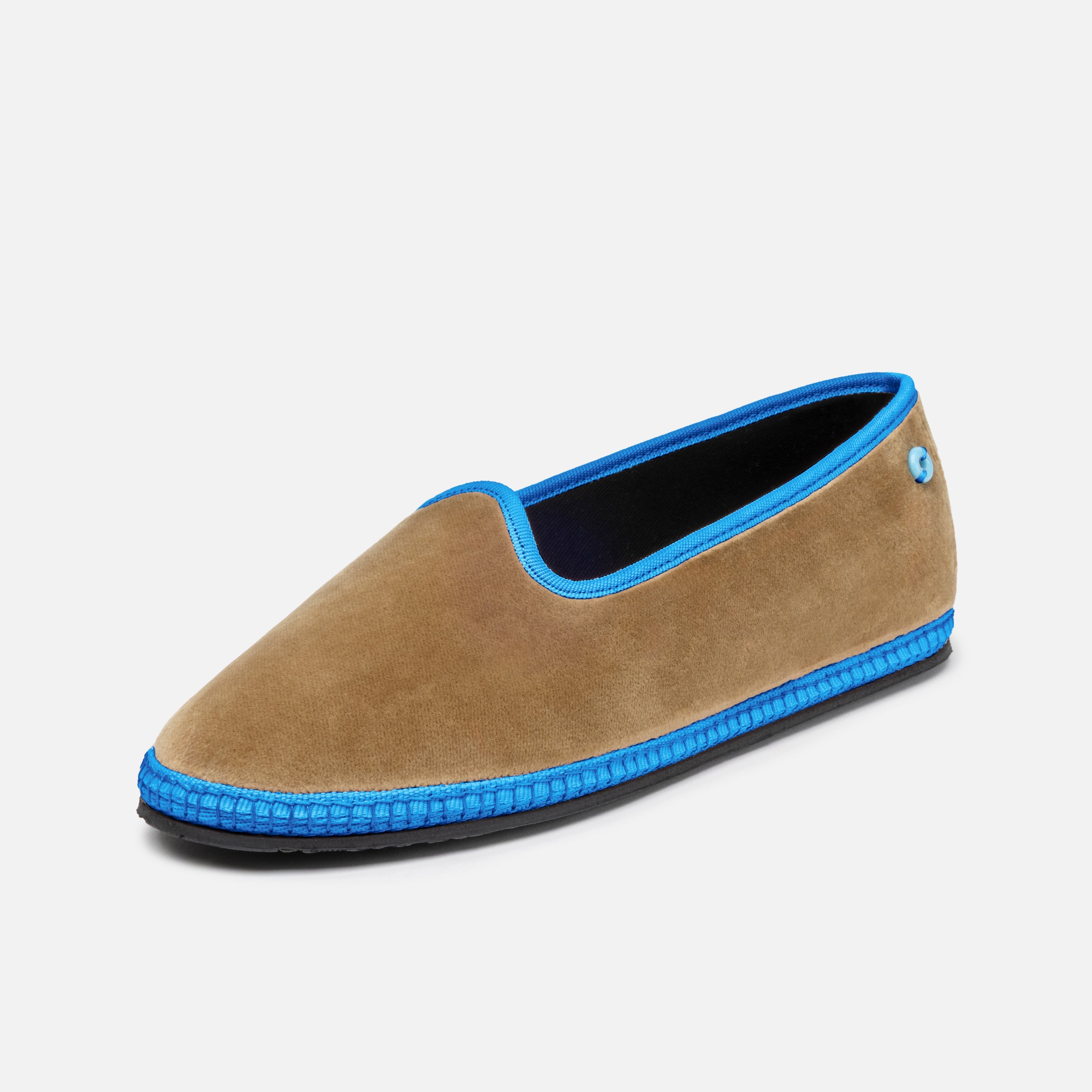 Friulane Modigliani Bicolore in velluto di cotone Caramello, profilo laterale