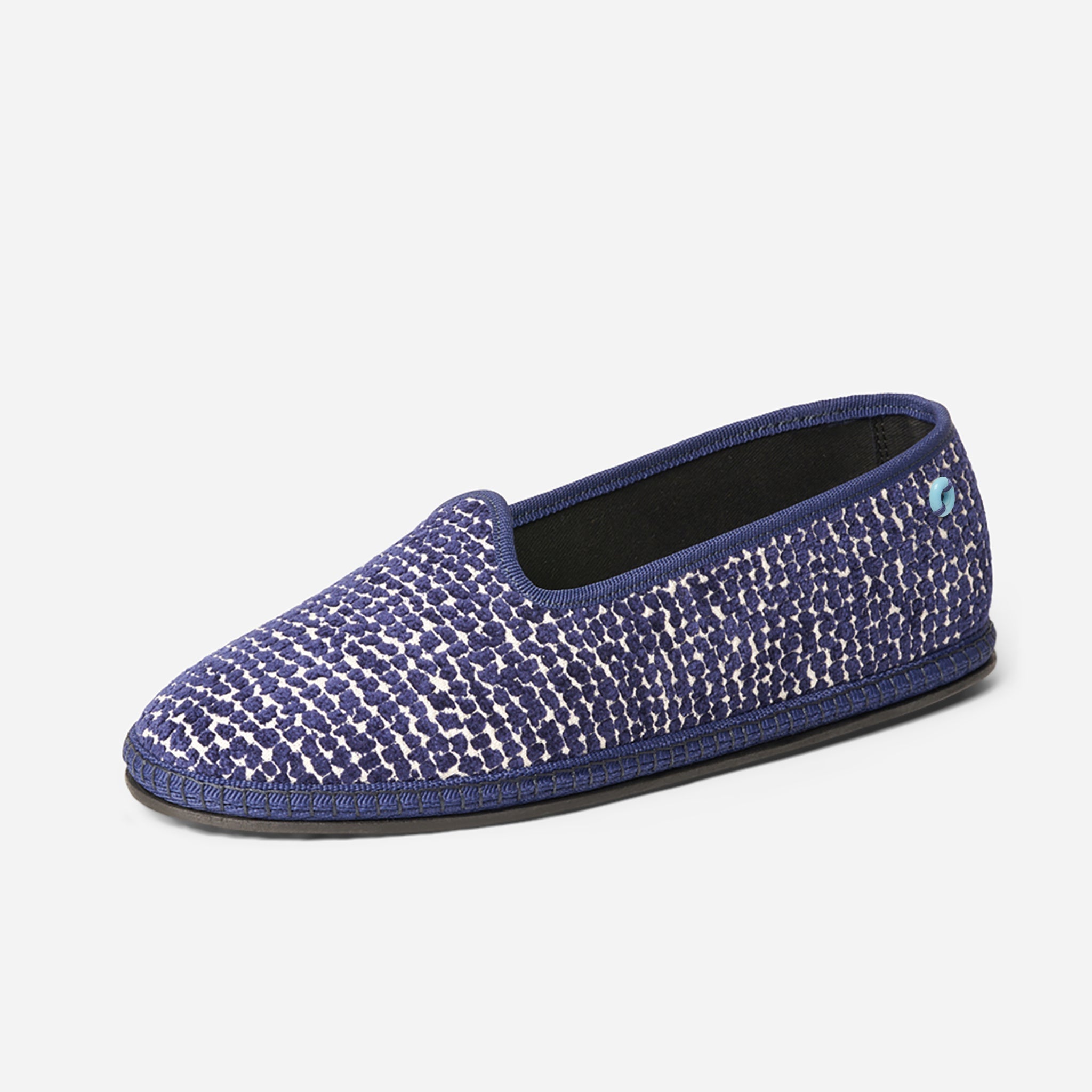 Friulane Modigliani in velluto Rubelli Blu, profilo laterale