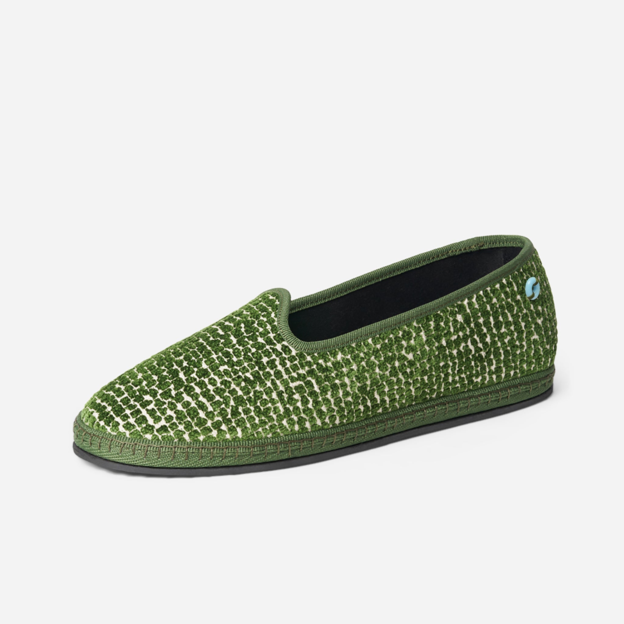 Friulane Modigliani in velluto Rubelli Verde, profilo laterale