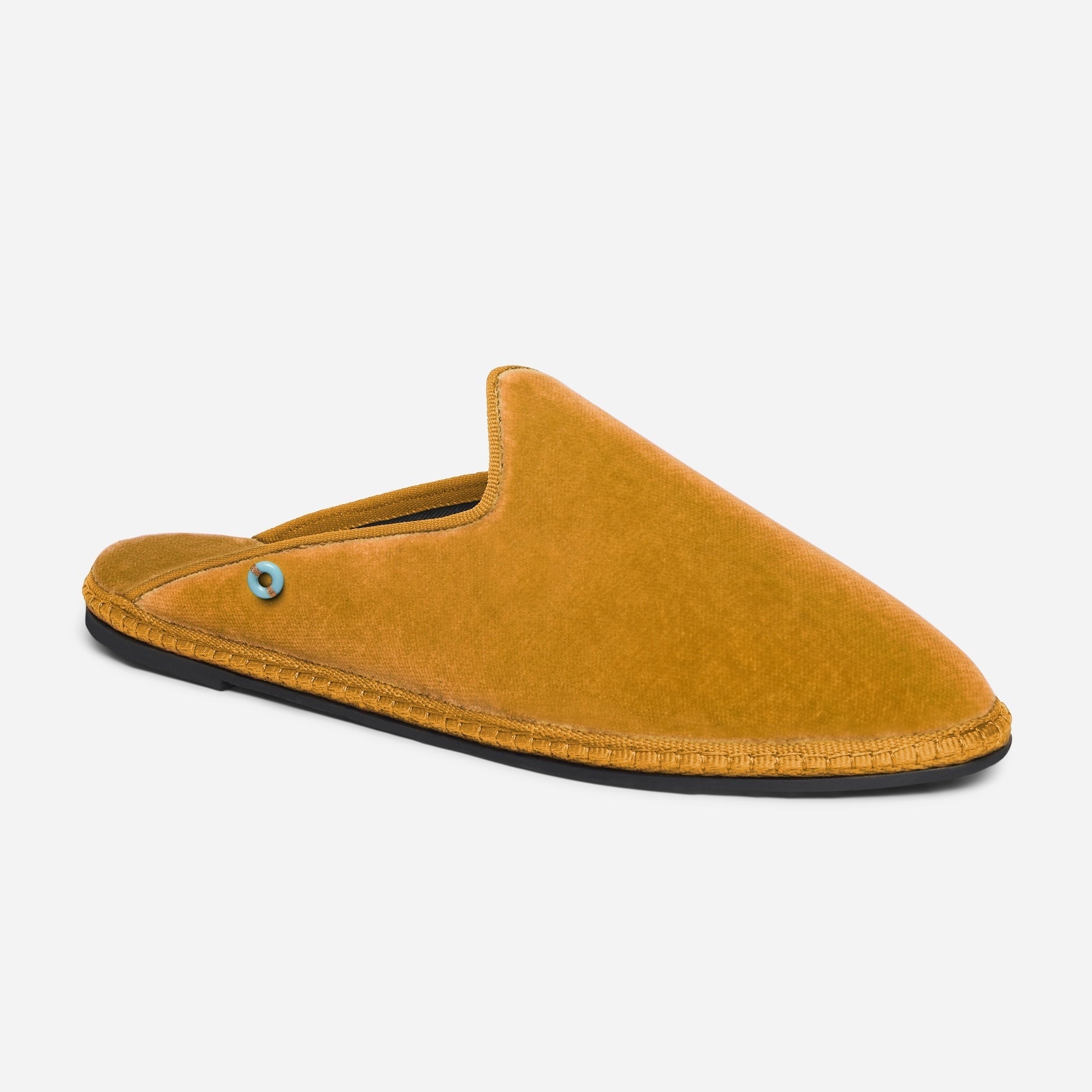 Friulane Dandy uomo in velluto di cotone Giallo, profilo laterale