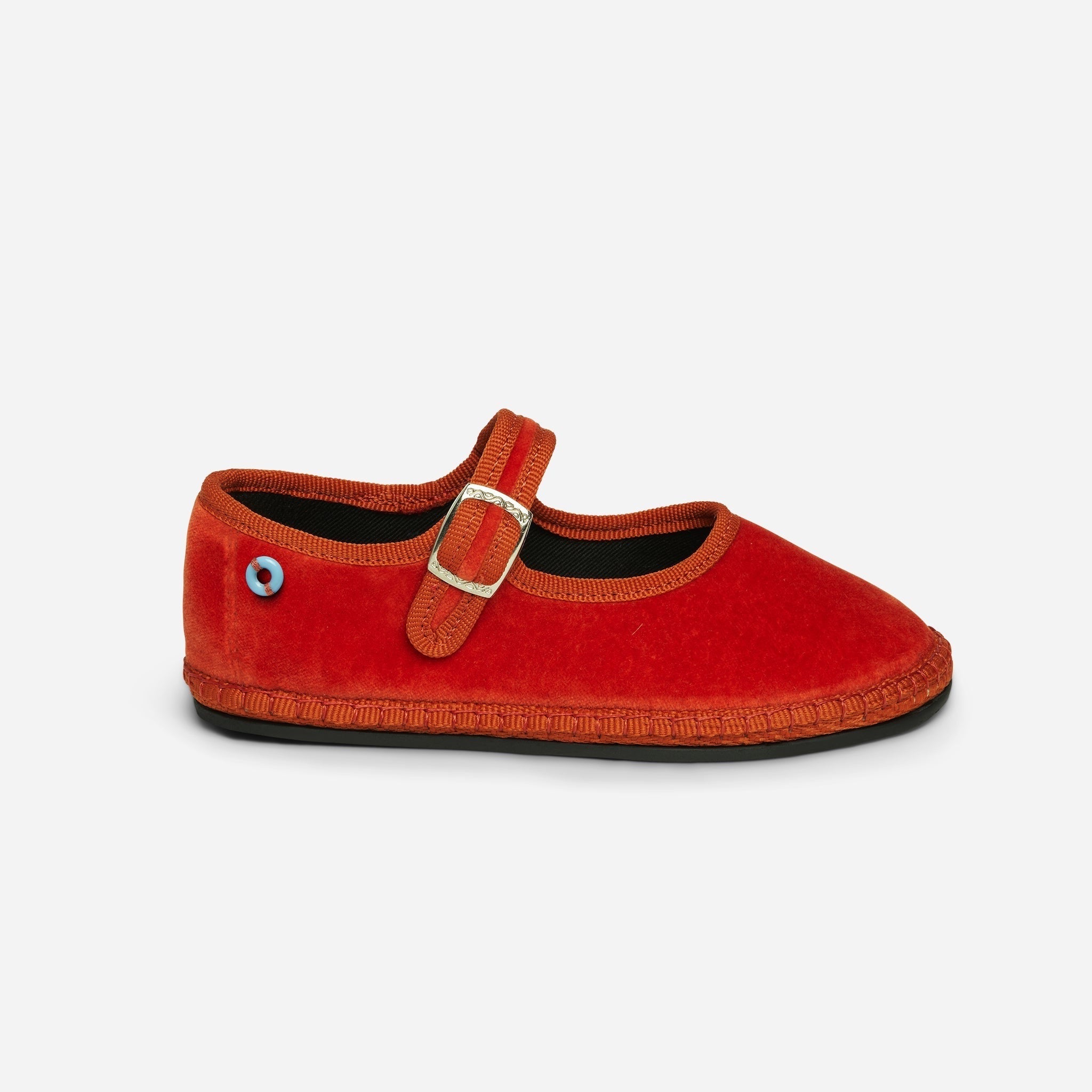 Friulane Mary Jane bambino in velluto di cotone Arancio, vista frontale