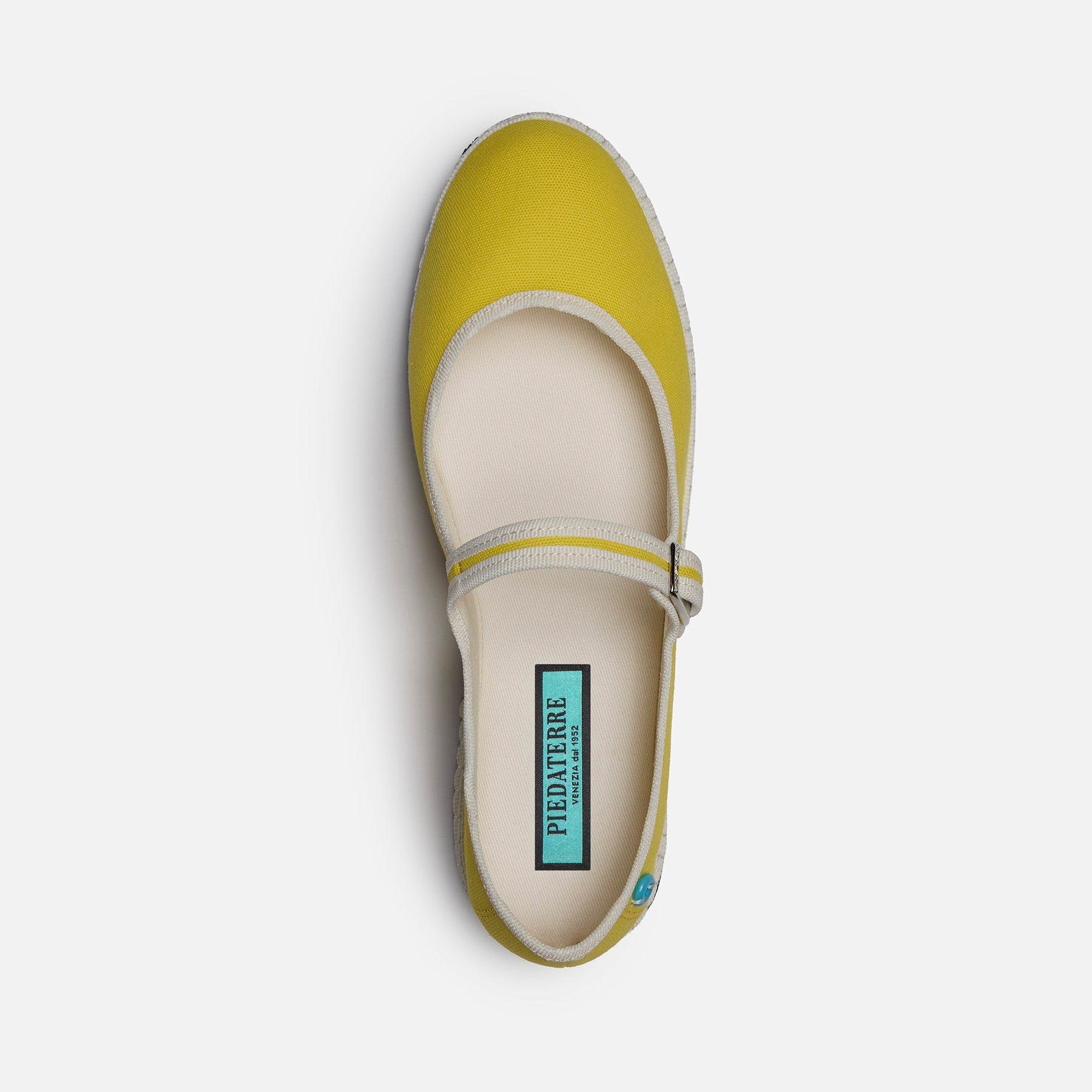 Friulane Mary Jane Bicolore Canvas Giallo Pastello Bianco, vista dall'alto