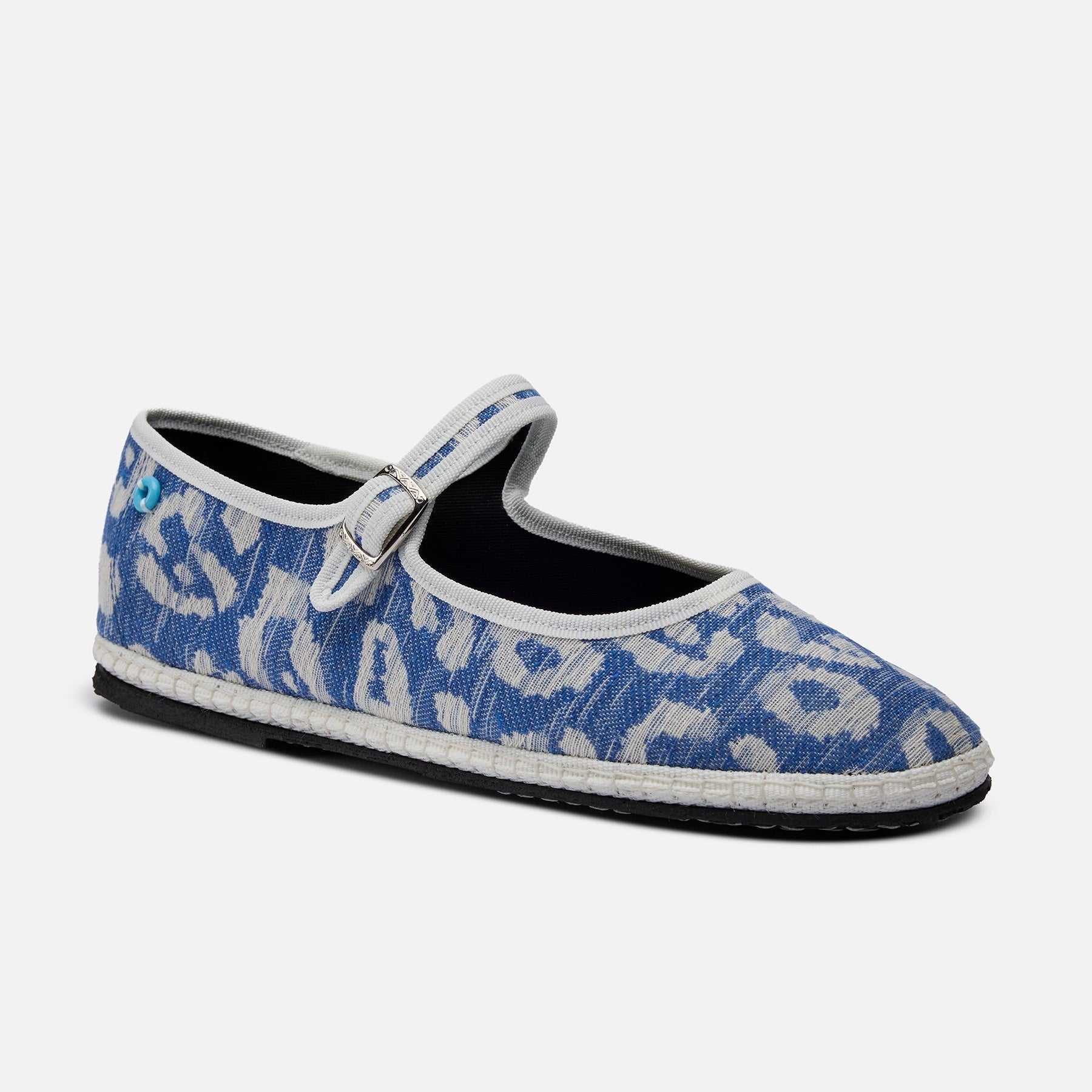 Friulane Mary Jane Cotone Leo Blu, profilo laterale