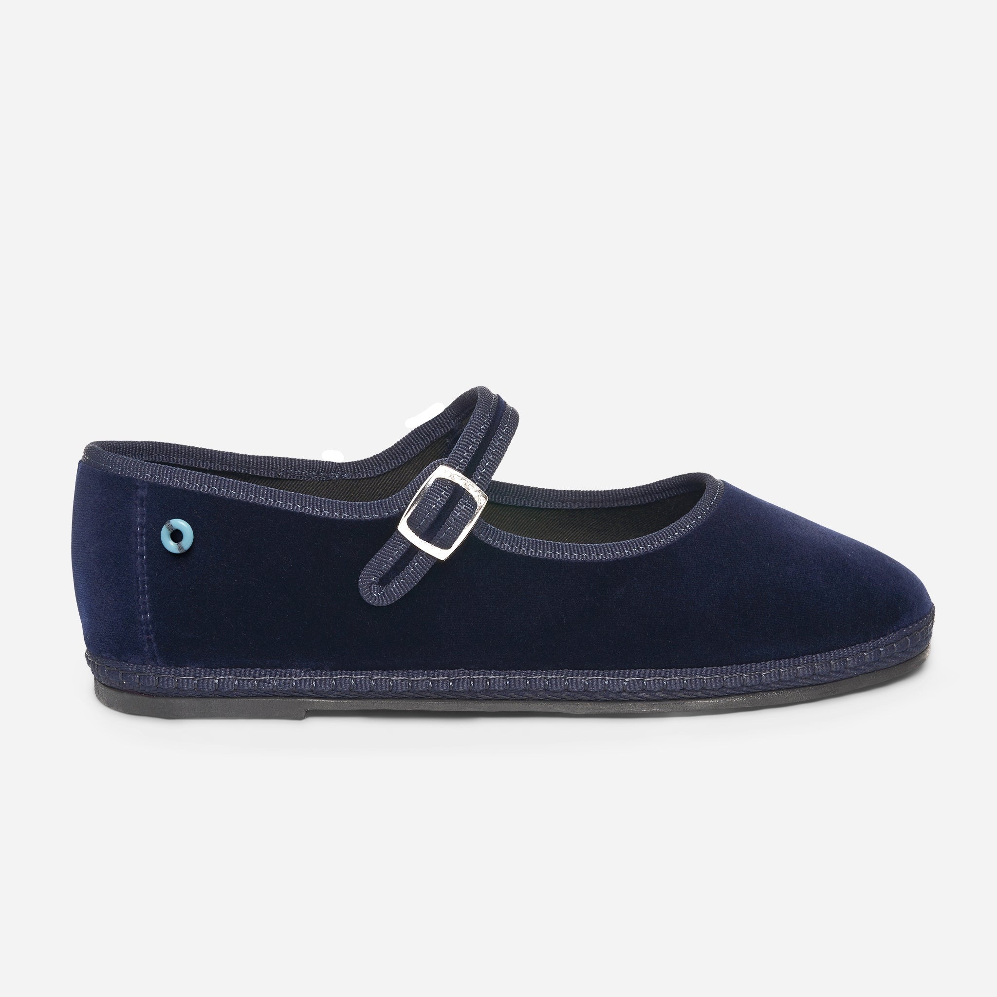 Friulane Mary Jane uomo in velluto di cotone Blu, vista frontale