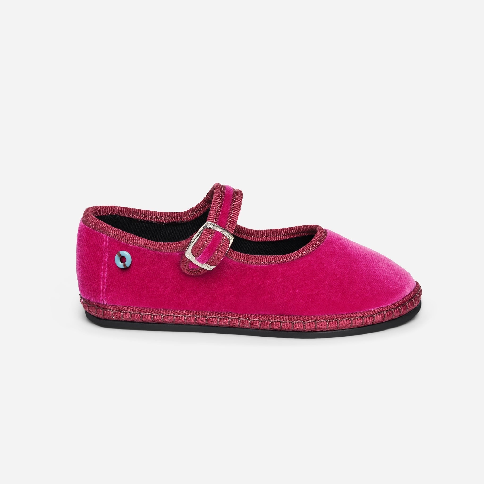 Friulane Mary Jane bambino in velluto di cotone Rosa, vista frontale
