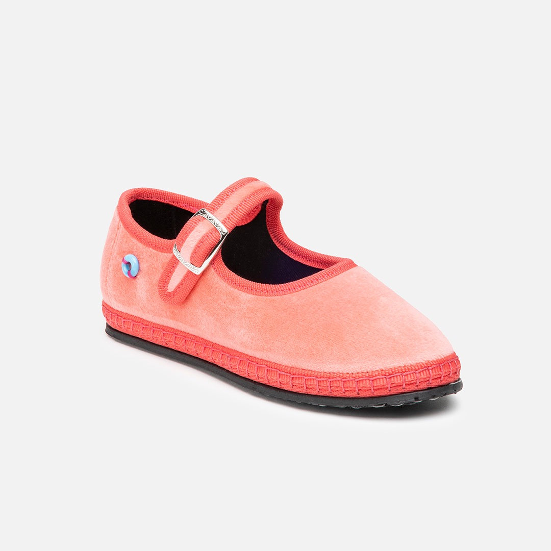 Mary Jane Bambino Velluto - Corallo