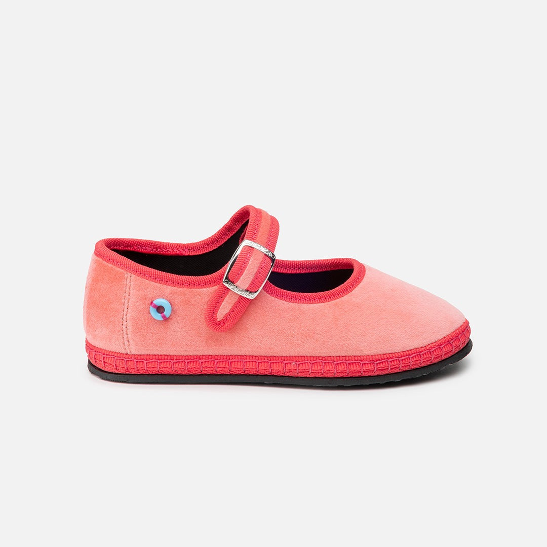Mary Jane Bambino Velluto - Corallo