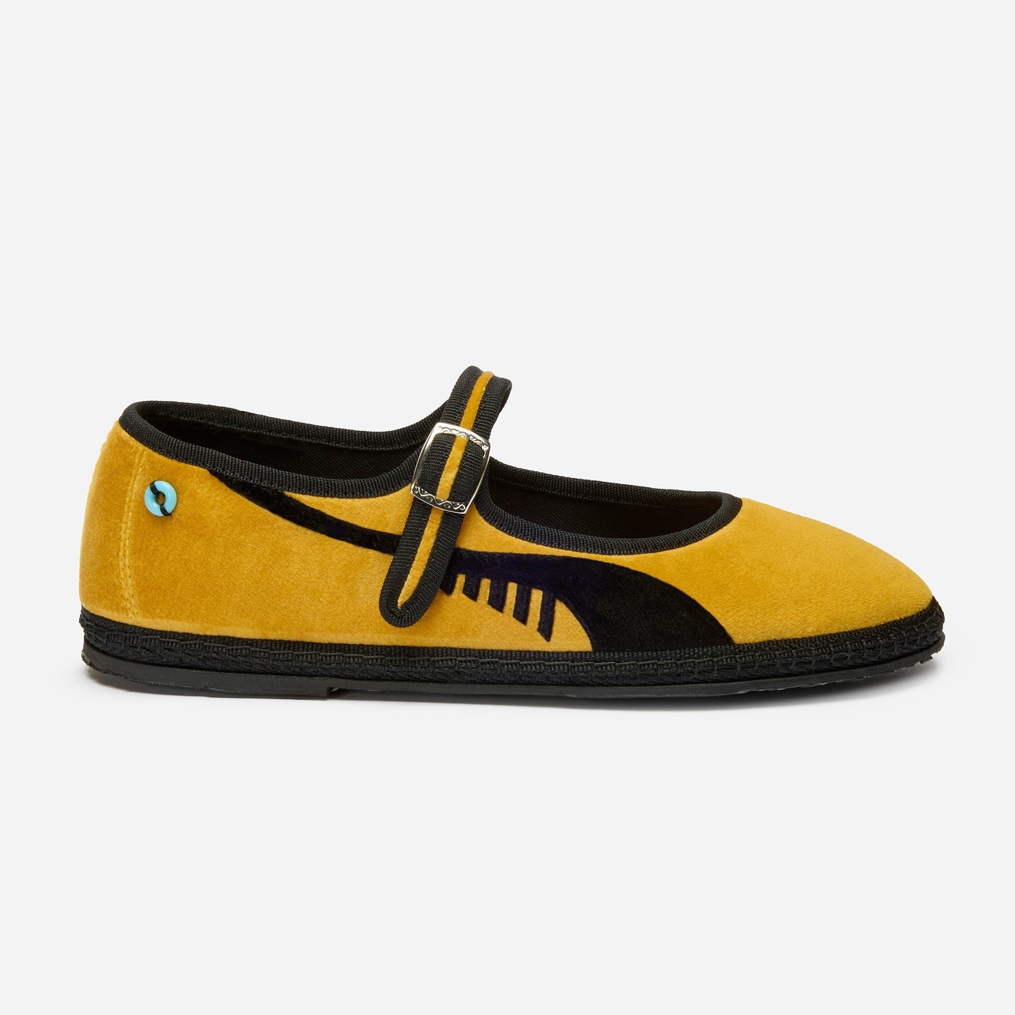 Friulane Mary Jane donna in velluto di cotone Black, vista frontale