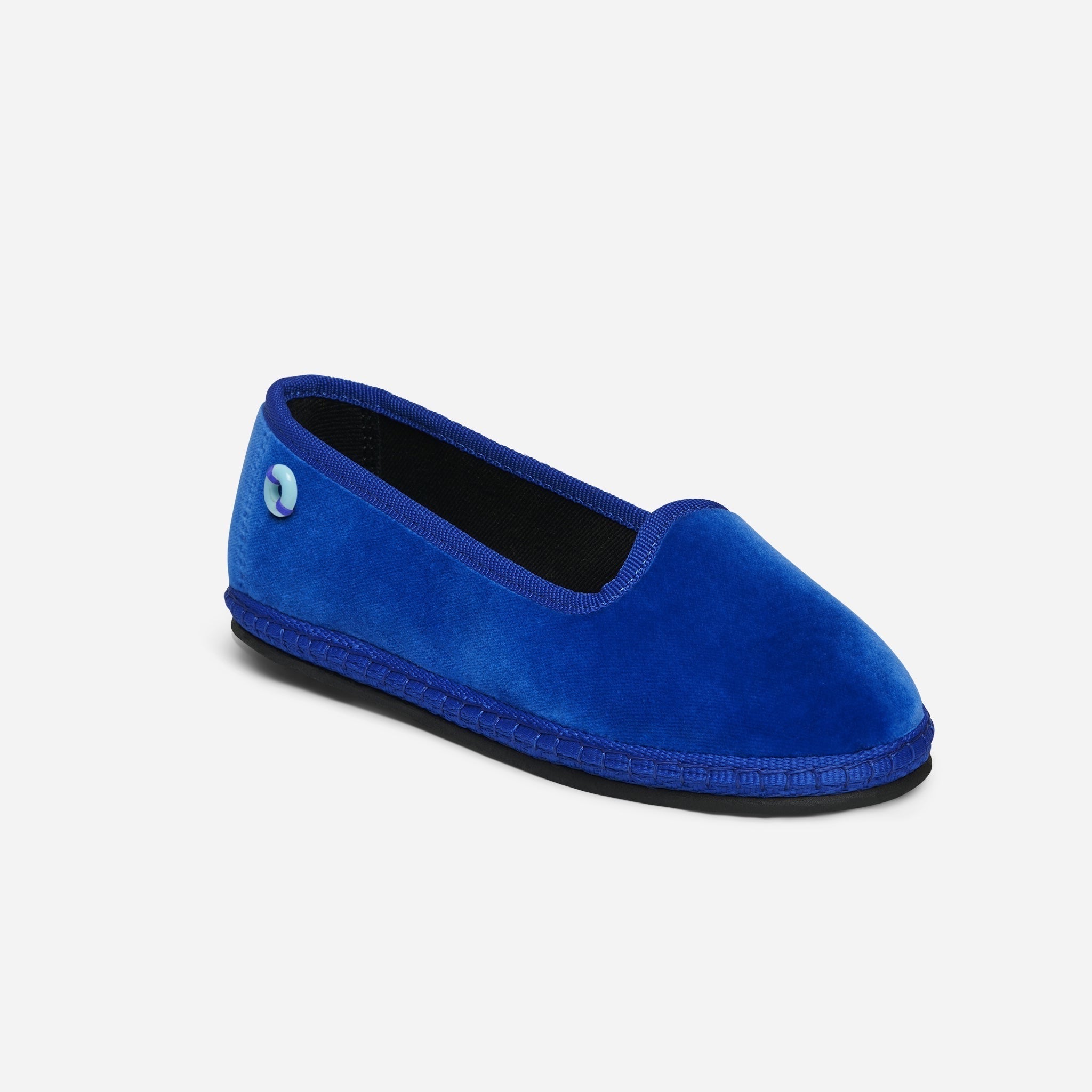 Friulane Modigliani bambino in velluto di cotone Blu, profilo laterale