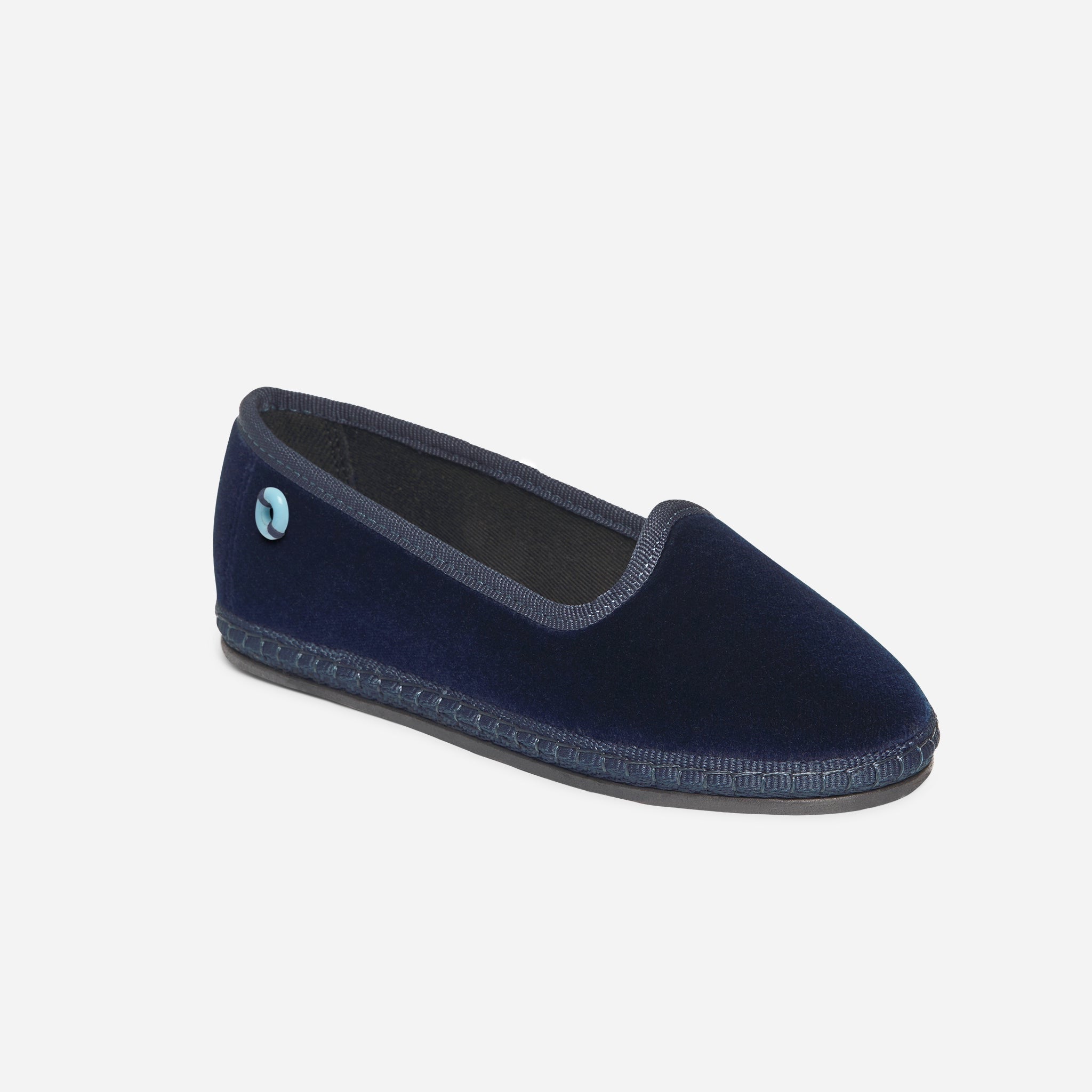 Friulane Modigliani bambino in velluto di cotone Blu, profilo laterale
