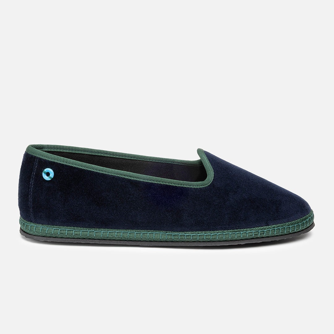 Friulane Modigliani Bicolore in velluto di cotone Blu, vista frontale