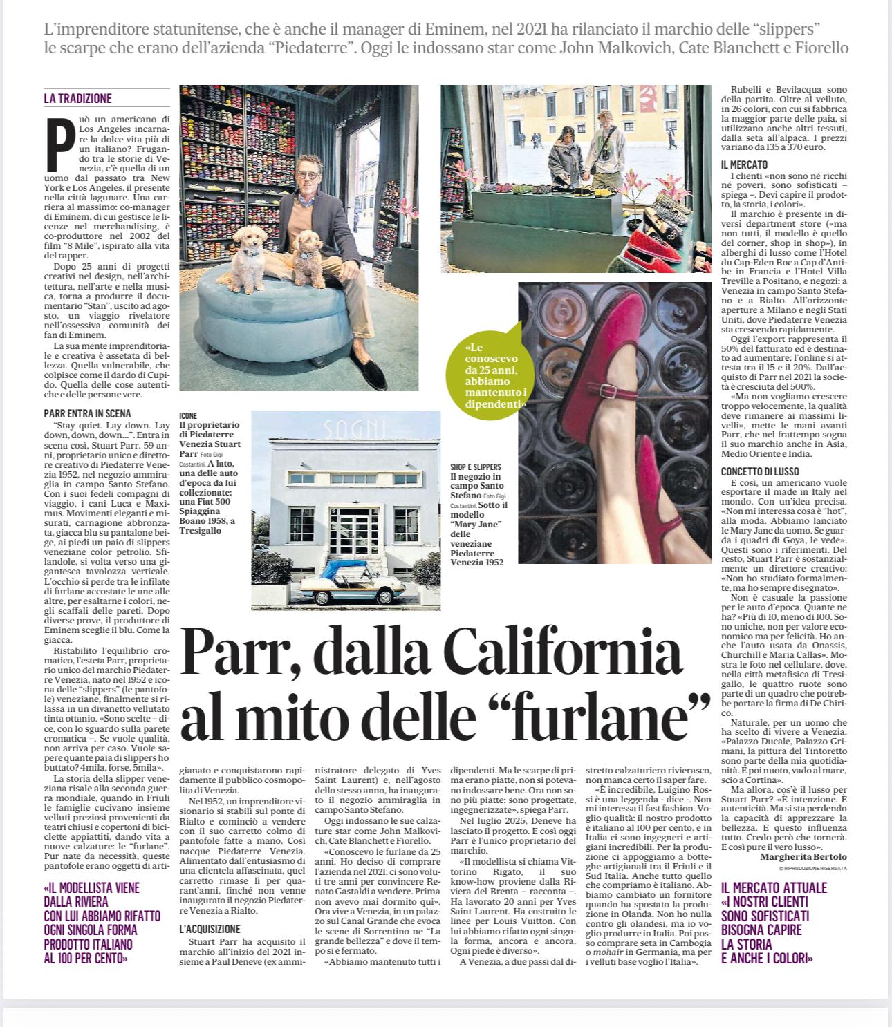 Stuart Parr e il rilancio delle furlane: Piedaterre Venezia 1952 secondo il Corriere della Sera
