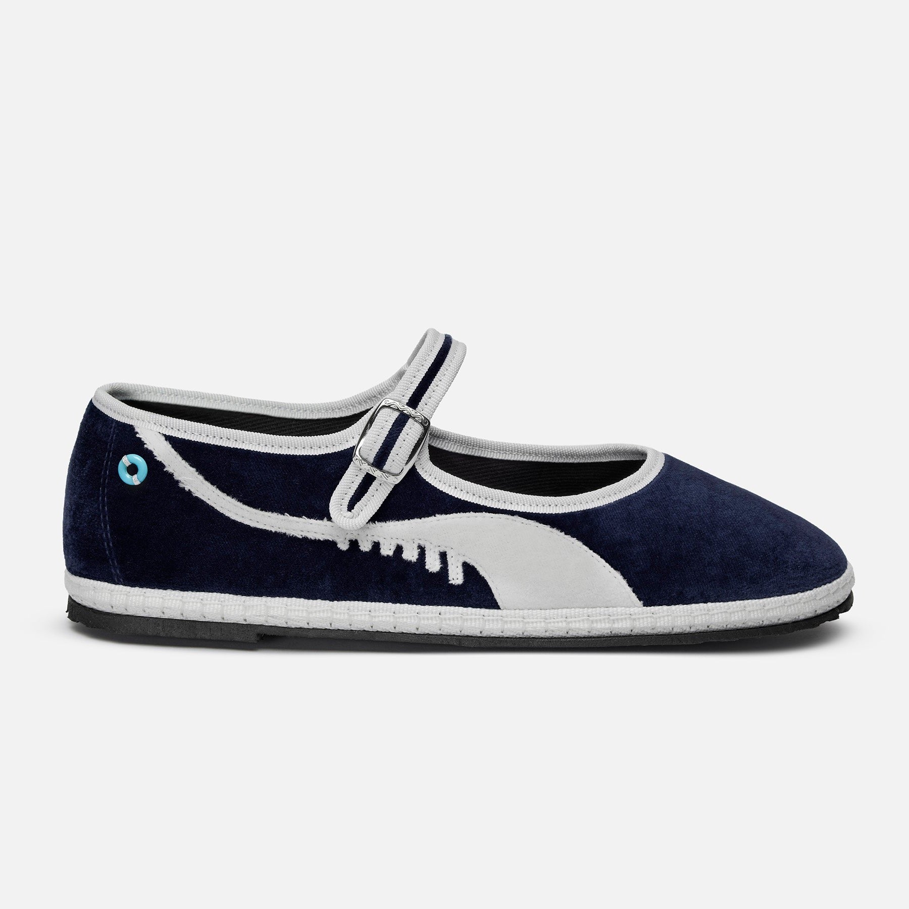 Friulane Mary Jane Dolfin Velluto Blu Mercantile, vista frontale